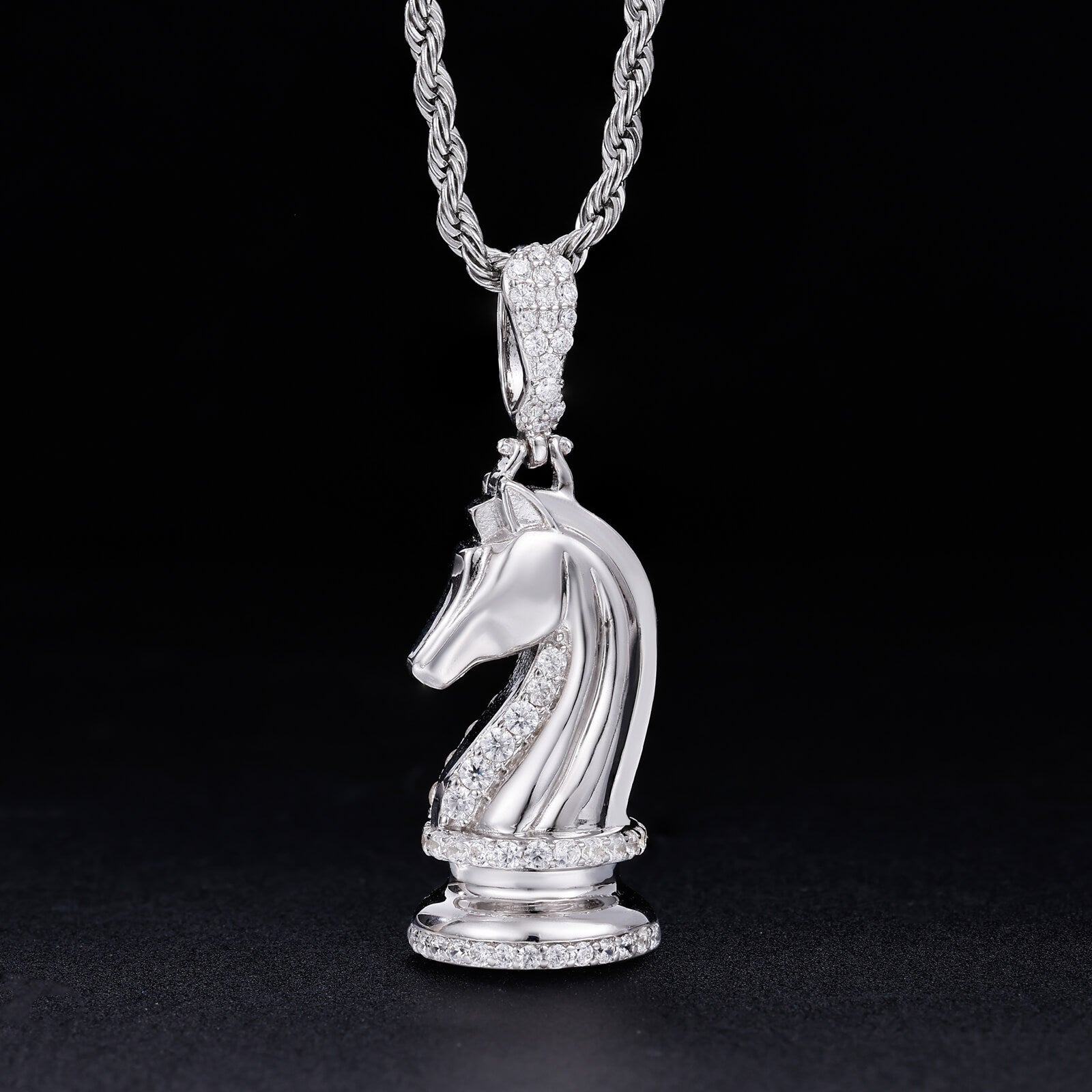 S925 Moissanite Knight Horse Pendant