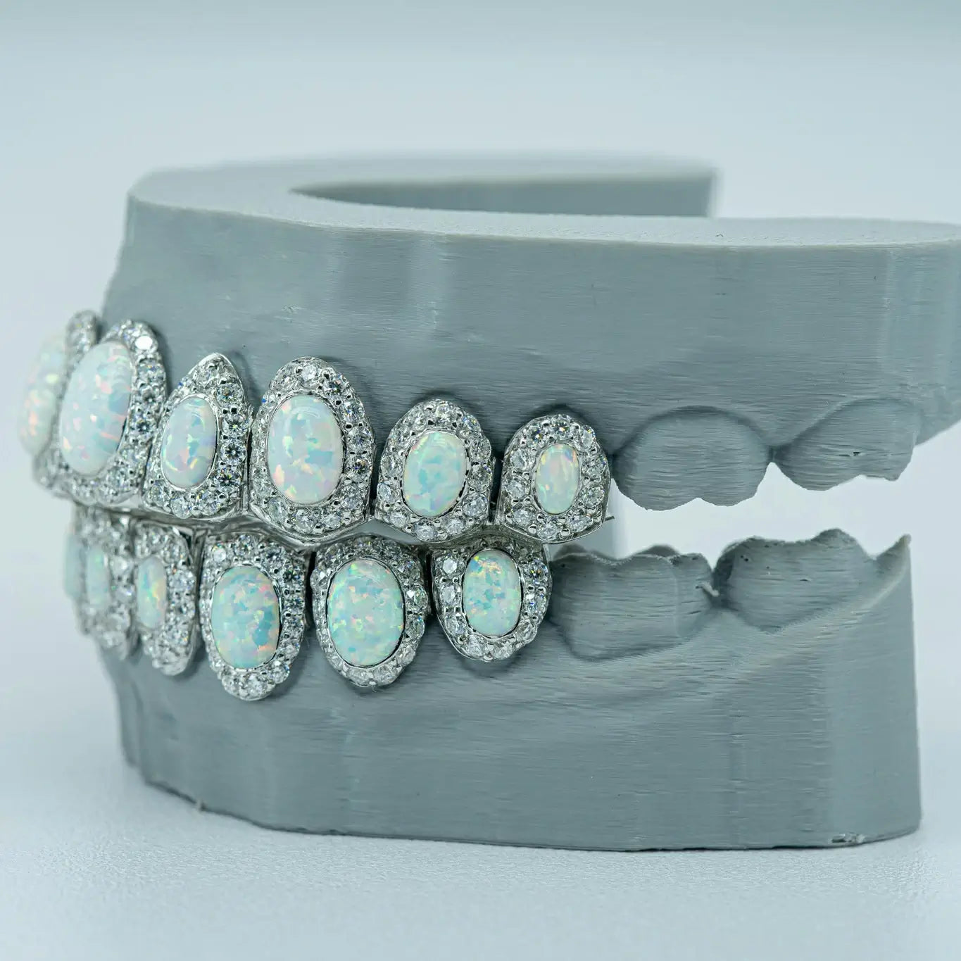 S925 Opal With VVS Moissanite Diamond Grillz