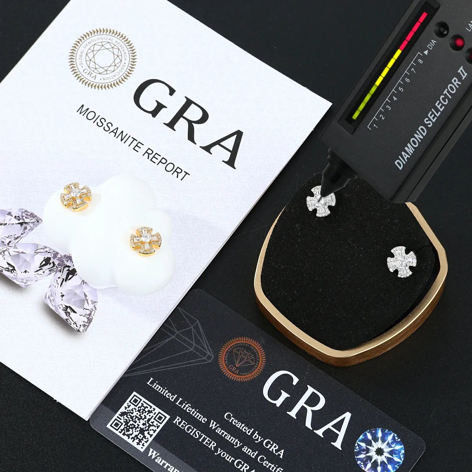 S925 Moissanite Canterbury Cross Stud Earrings