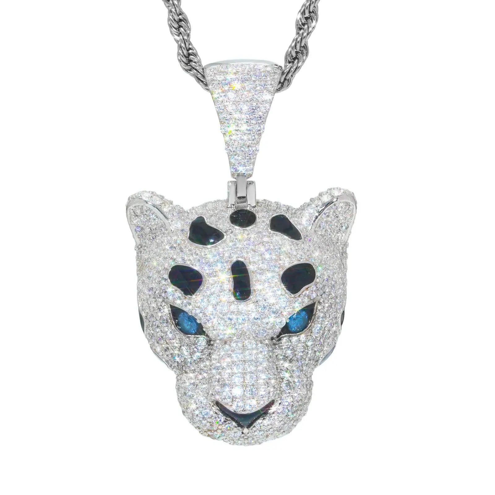 S925 Moissanite Leopard Head Pendant