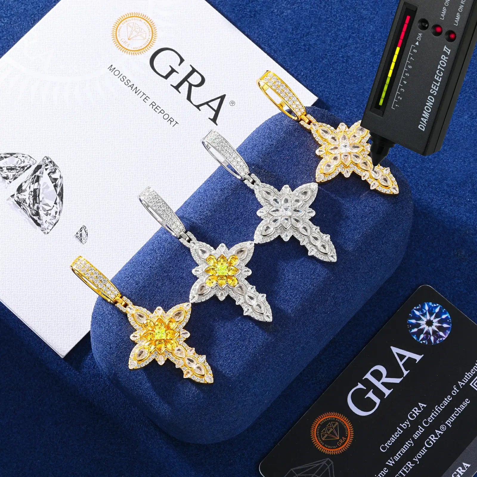 S925 Pear Cut Moissanite Cross Pendant