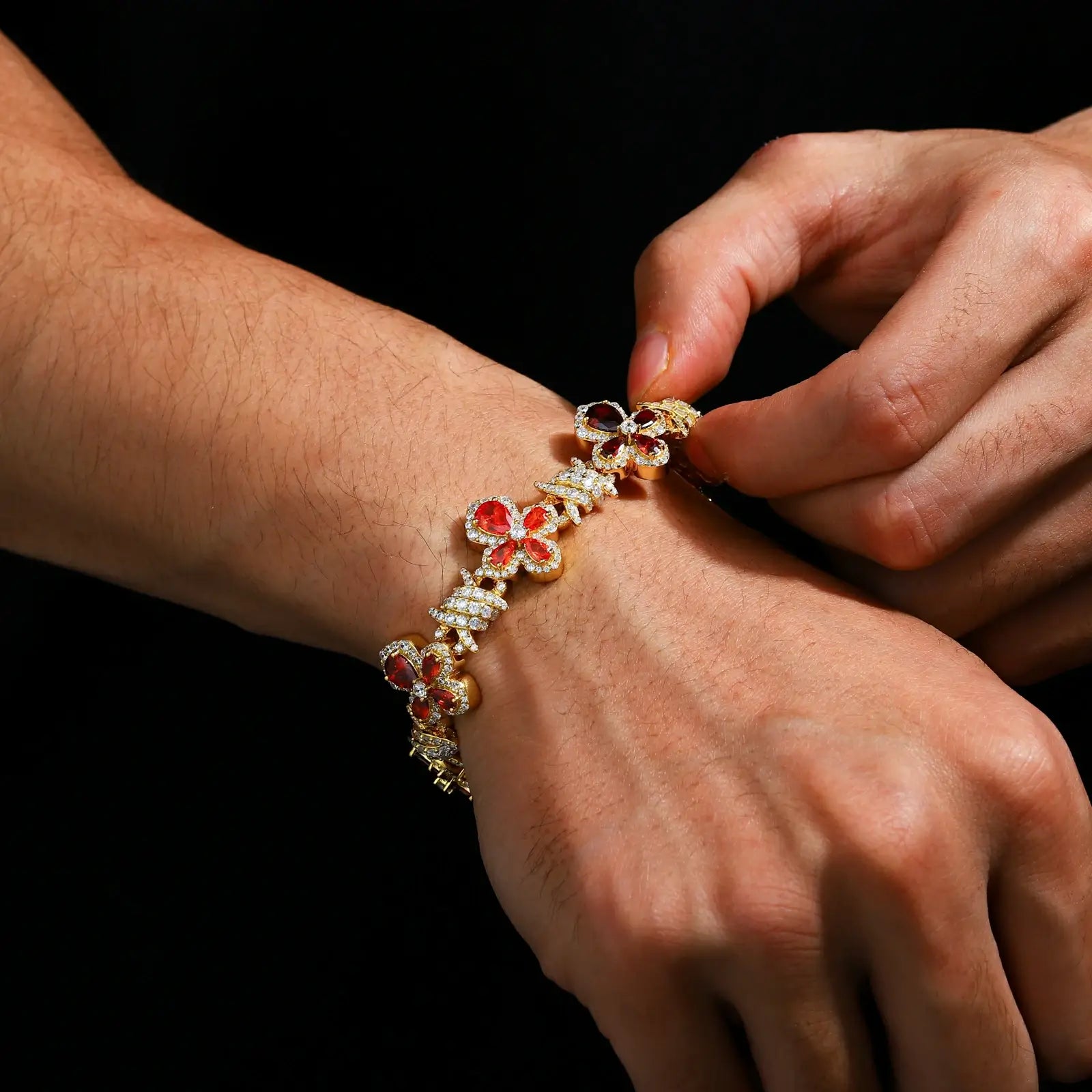 12mm S925 Moissanite Thorn Colored Cross Link Bracelet