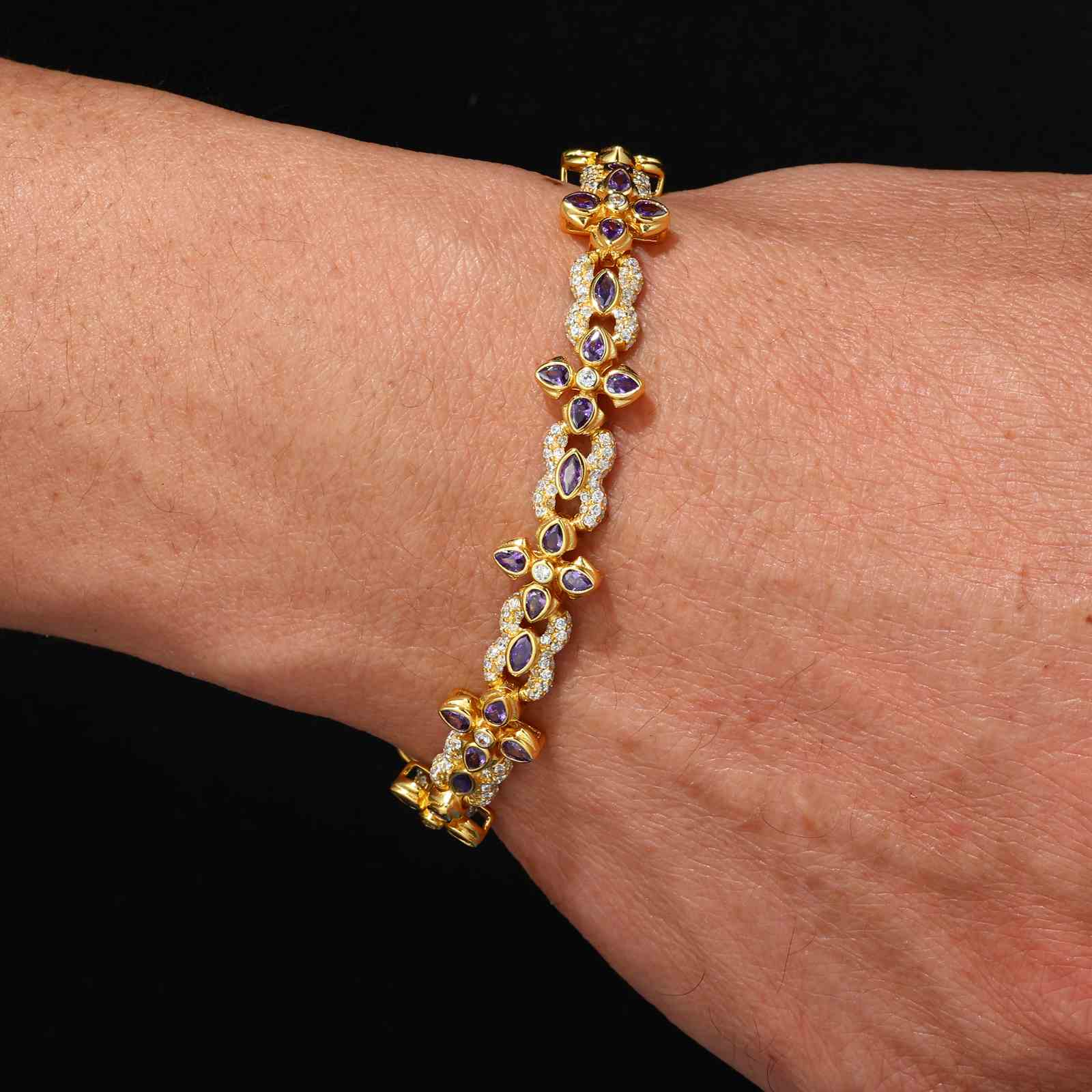 10mm S925 Moissanite Purple Four-leaf Clover Infinity Bracelet