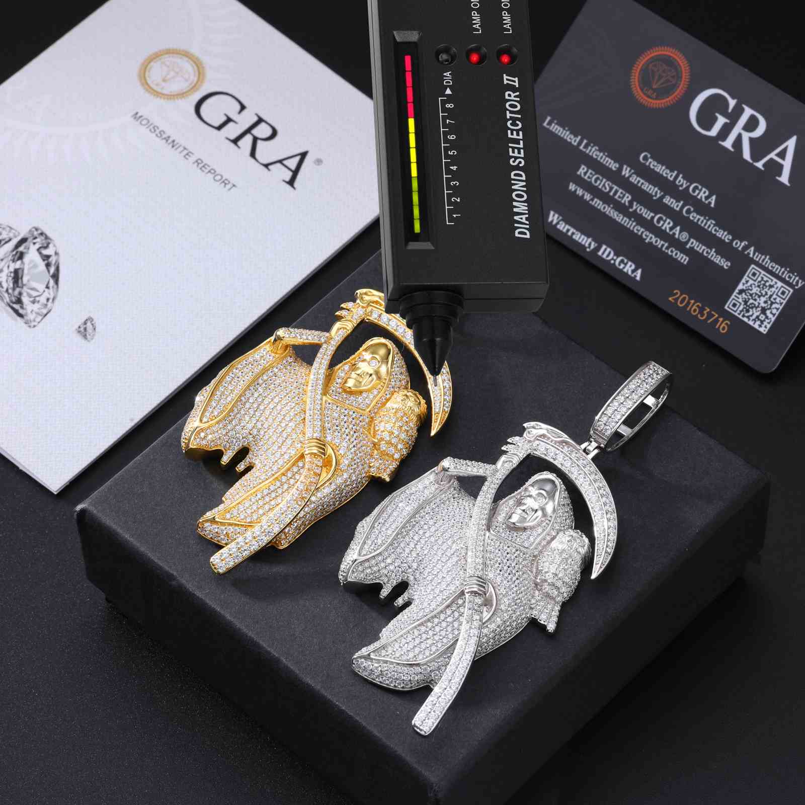 S925 Moissanite Grim Reaper Pendant