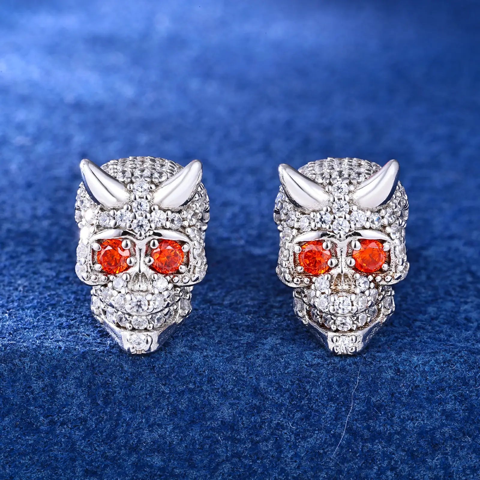 S925 Moissanite Skull Demon Stud Earring
