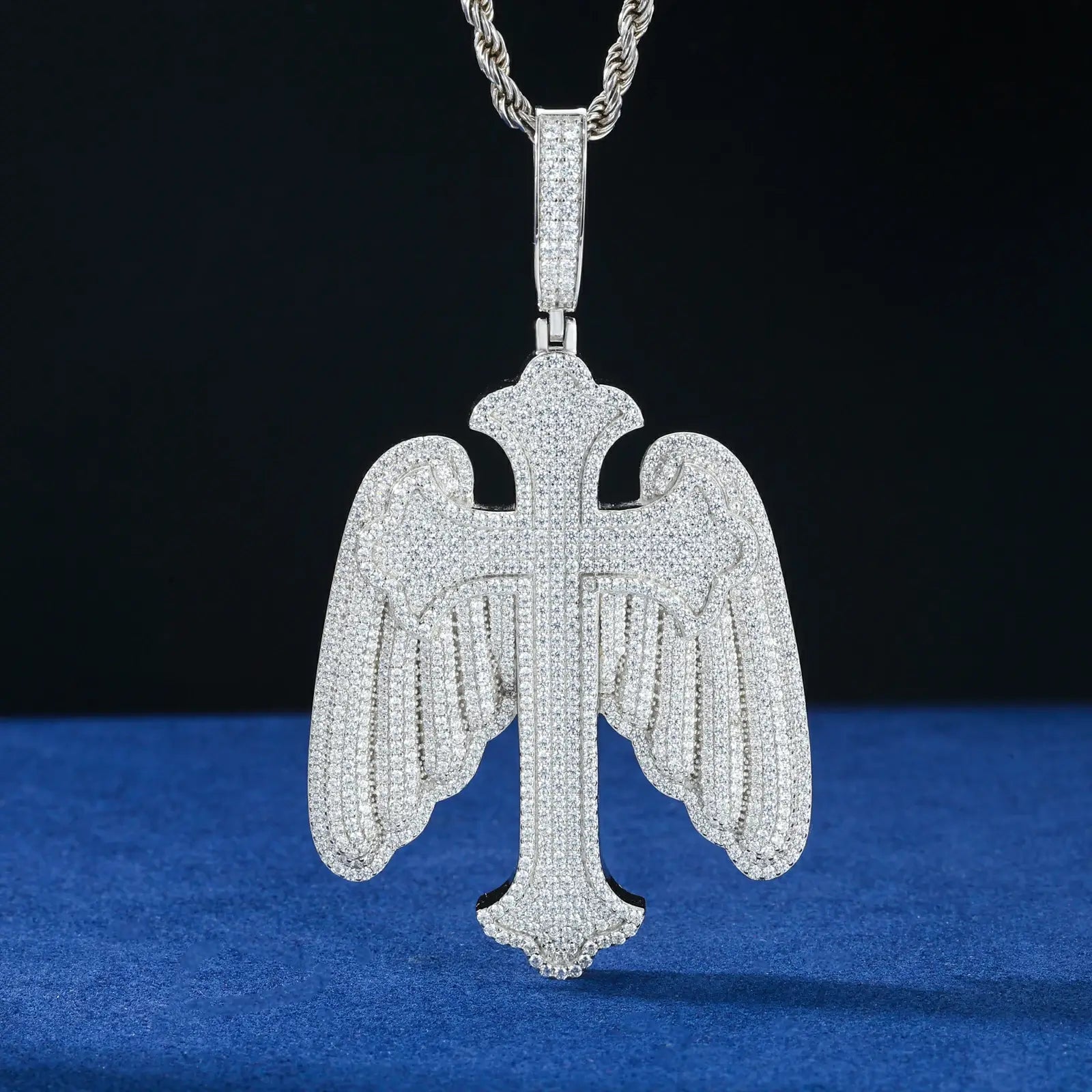 S925 Moissanite Wing Cross Pendant