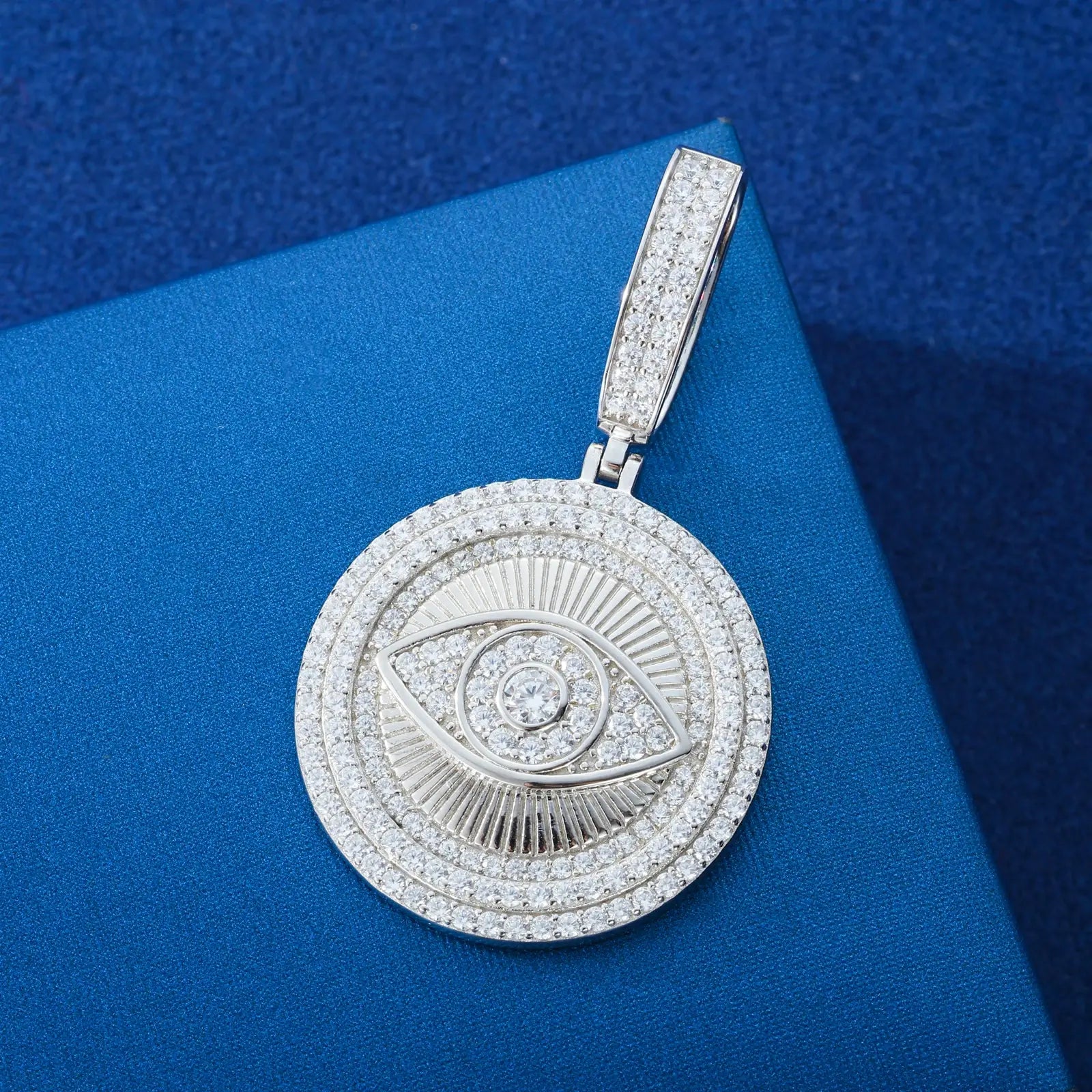 S925 Moissanite Evil Eye Sun Dog Tag Pendant