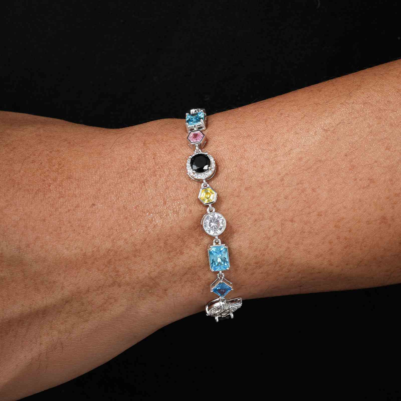 S925 Moissanite Colored Gemstone Tennis Bracelet