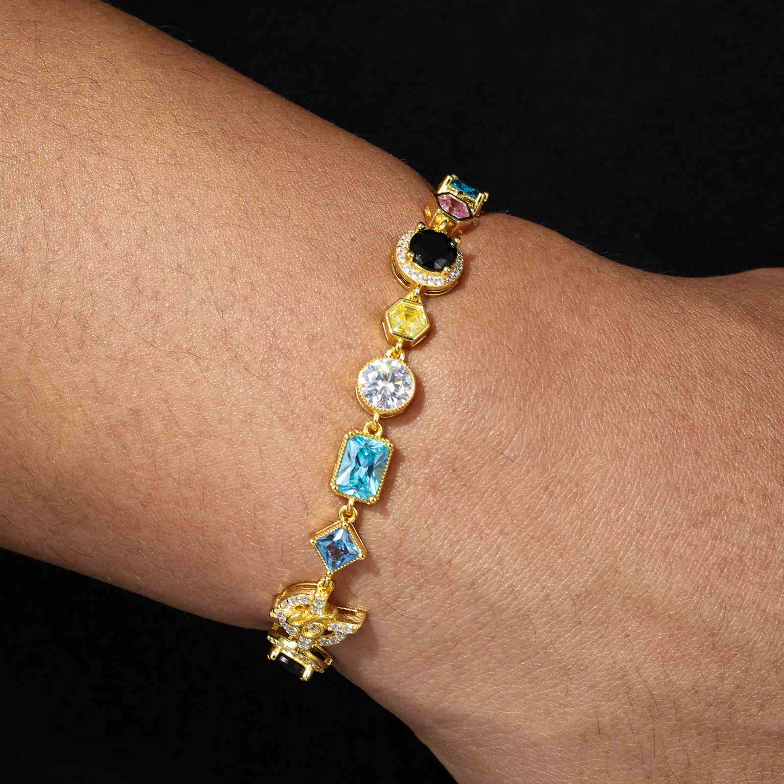 S925 Moissanite Colored Gemstone Tennis Bracelet