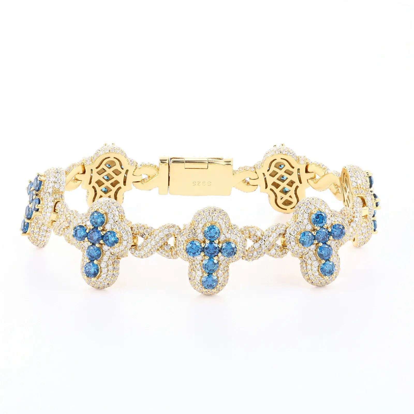 20mm S925 Moissanite Infinity Blue Cross Link Bracelet