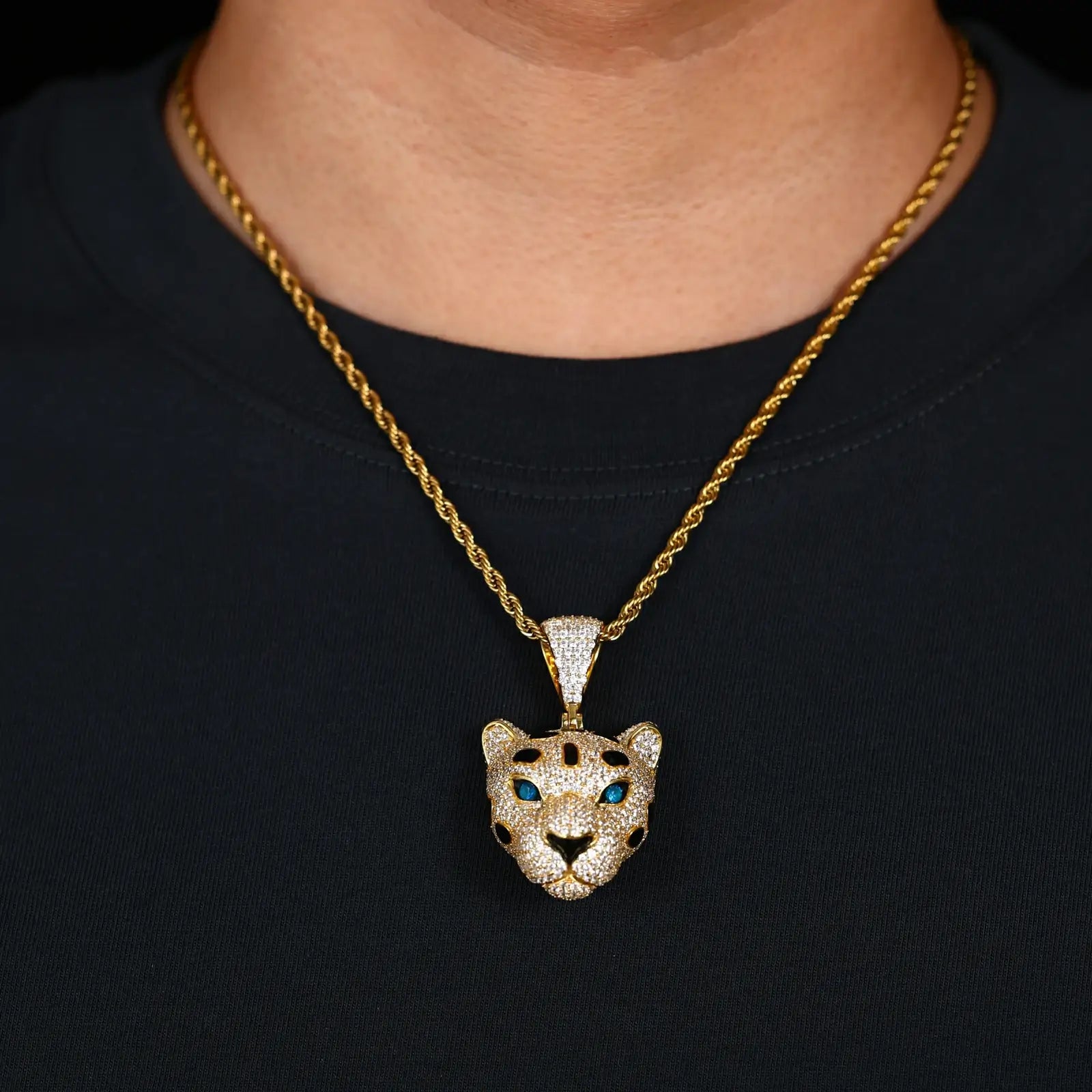 S925 Moissanite Leopard Head Pendant