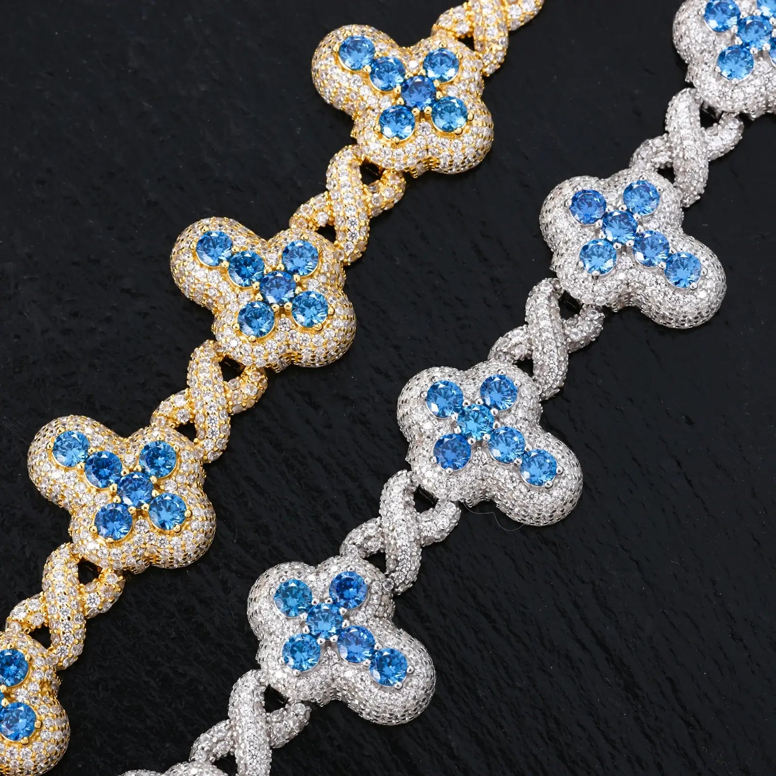 20mm S925 Moissanite Infinity Blue Cross Link Bracelet