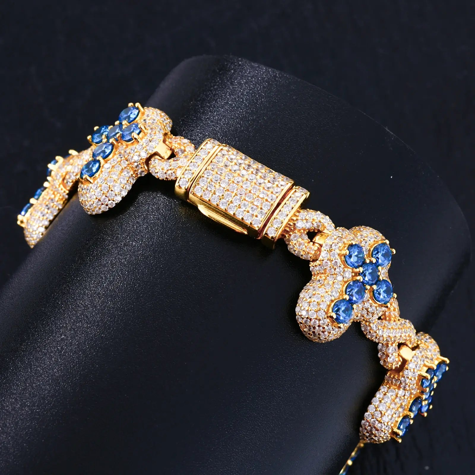 20mm S925 Moissanite Infinity Blue Cross Link Bracelet