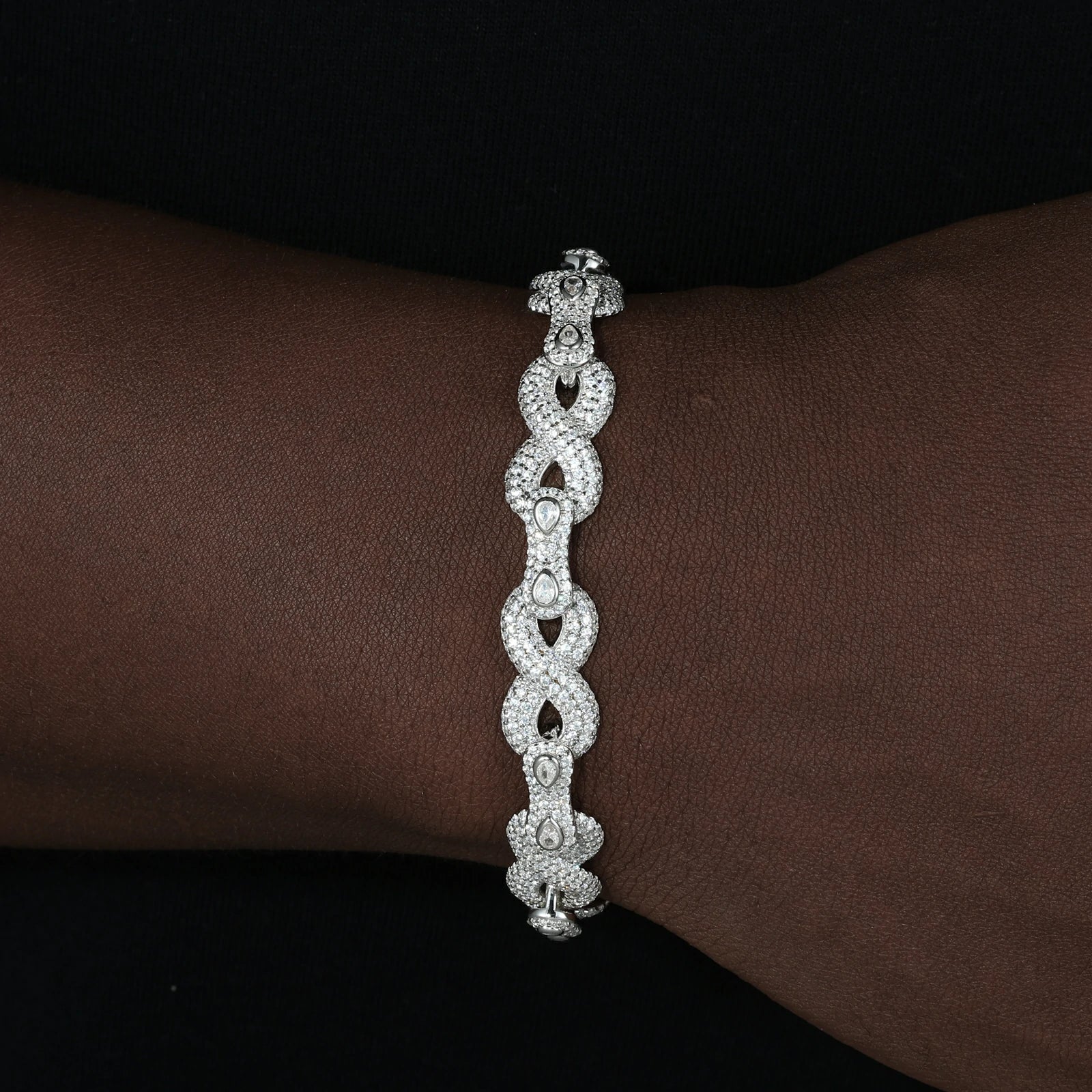 S925 Moissanite Peanut Infinity Link Bracelet