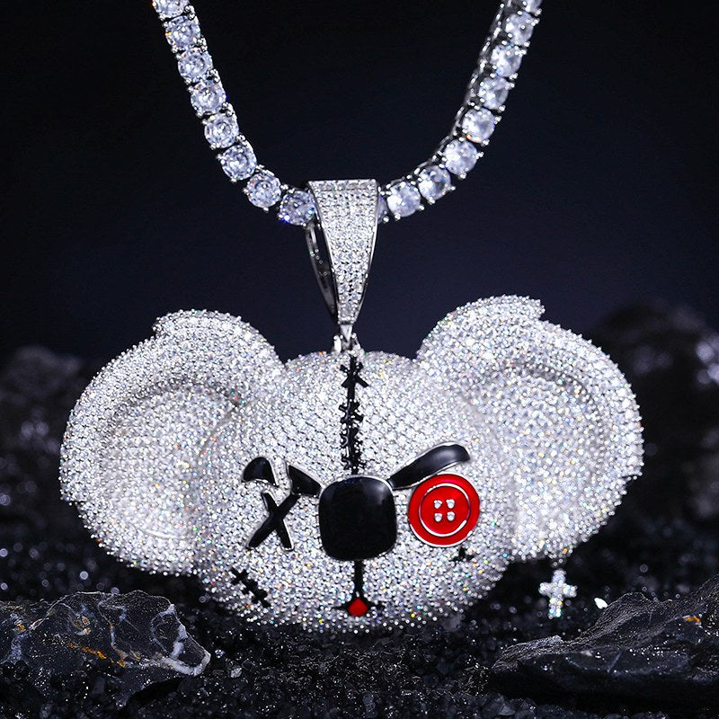 Fashion Women Brown Enamel Cute Koala Heart Crystal Pendant Sweater Necklace Fashion Women Brown Enamel Cute Koala Heart Crystal Pendant Sweater Necklace