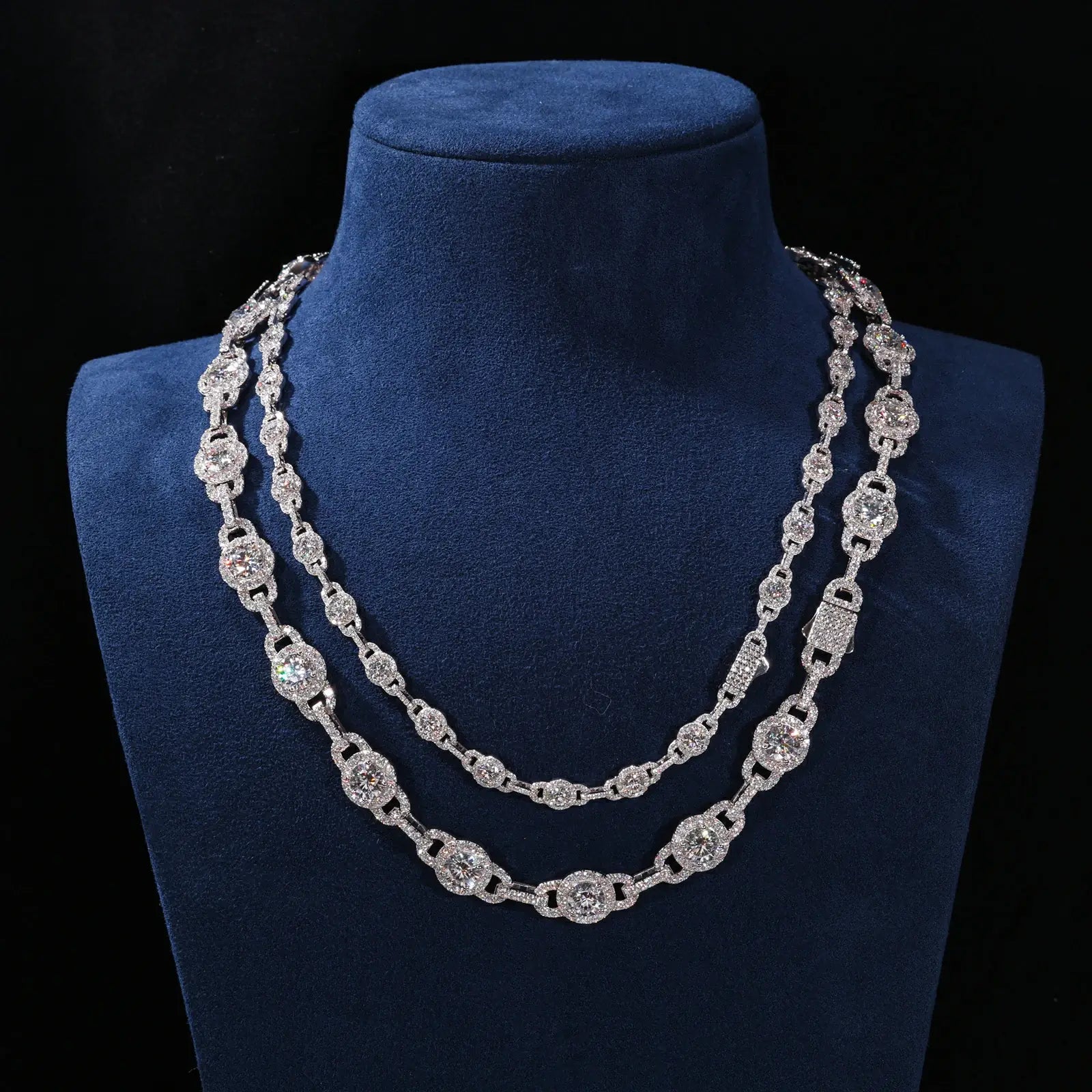 S925 Moissanite Halo Link Tennis Chain