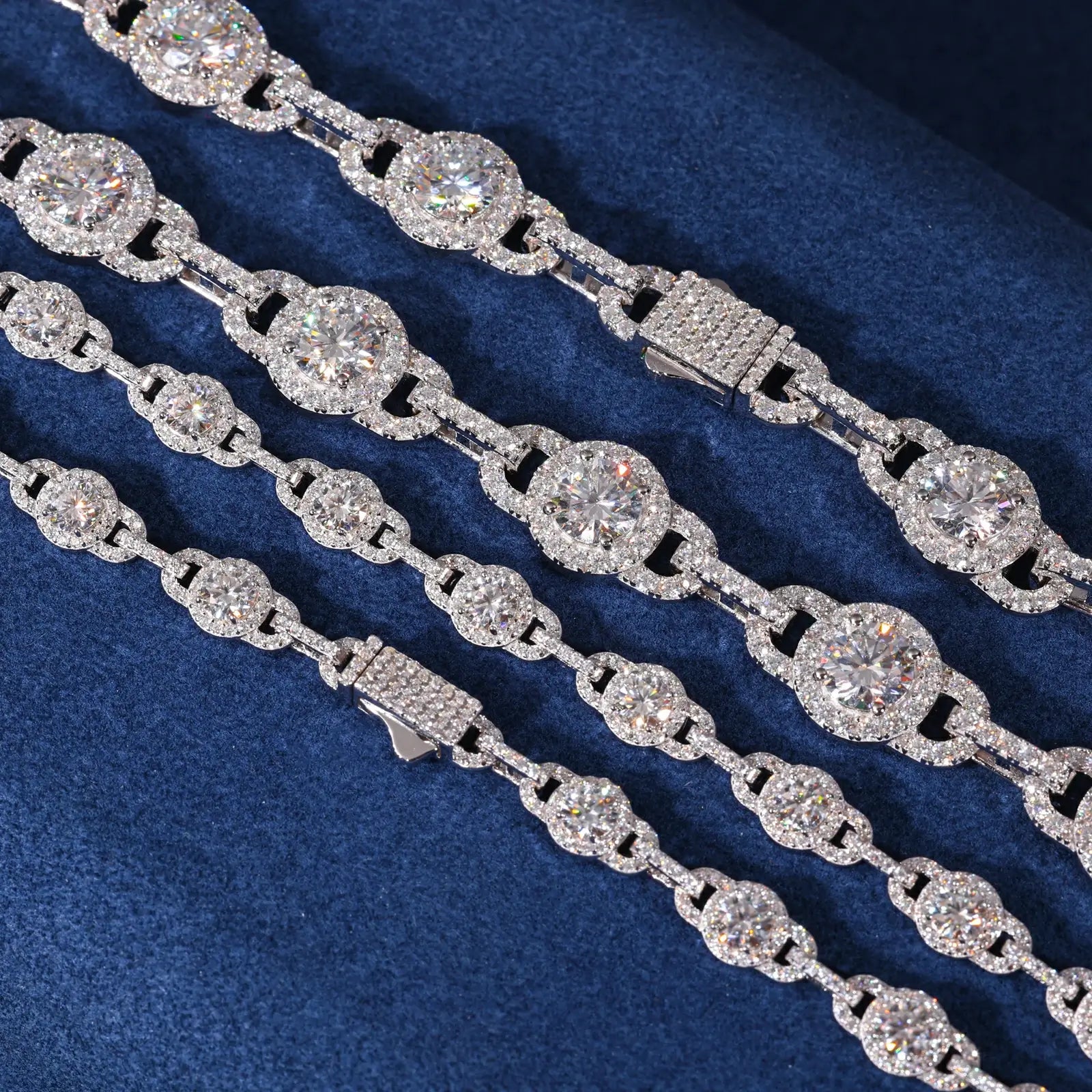 S925 Moissanite Halo Link Tennis Chain