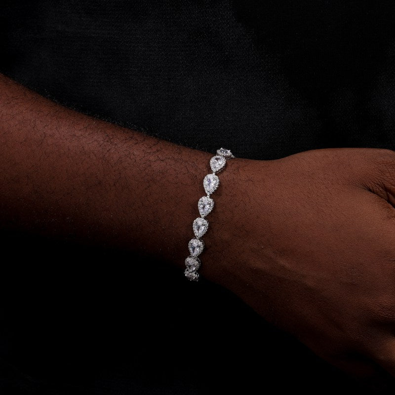 8mm S925 Pear Cut Moissanite Peach Tennis Bracelet