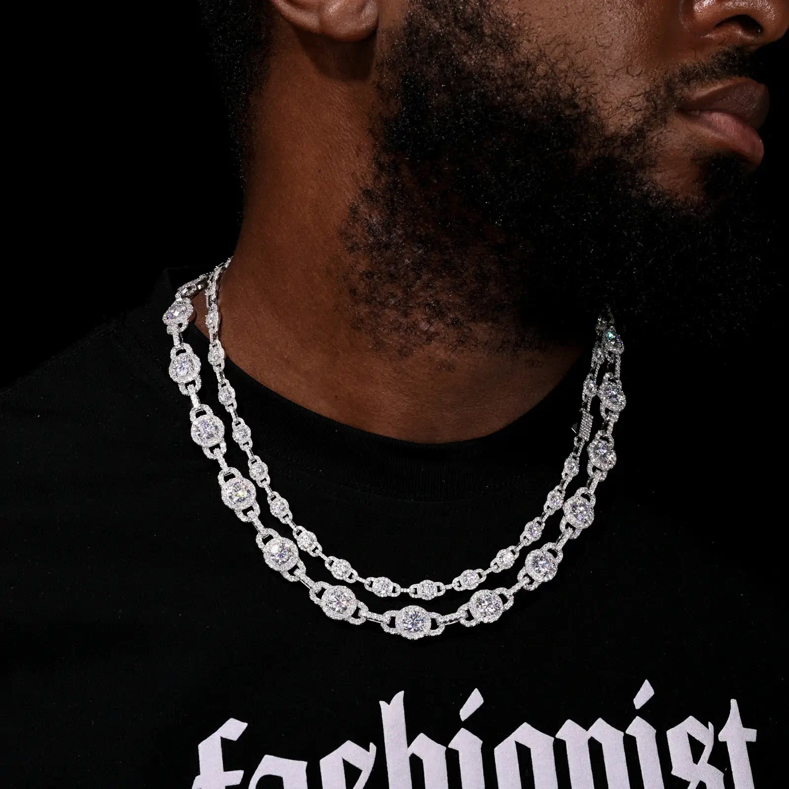 S925 Moissanite Halo Link Tennis Chain