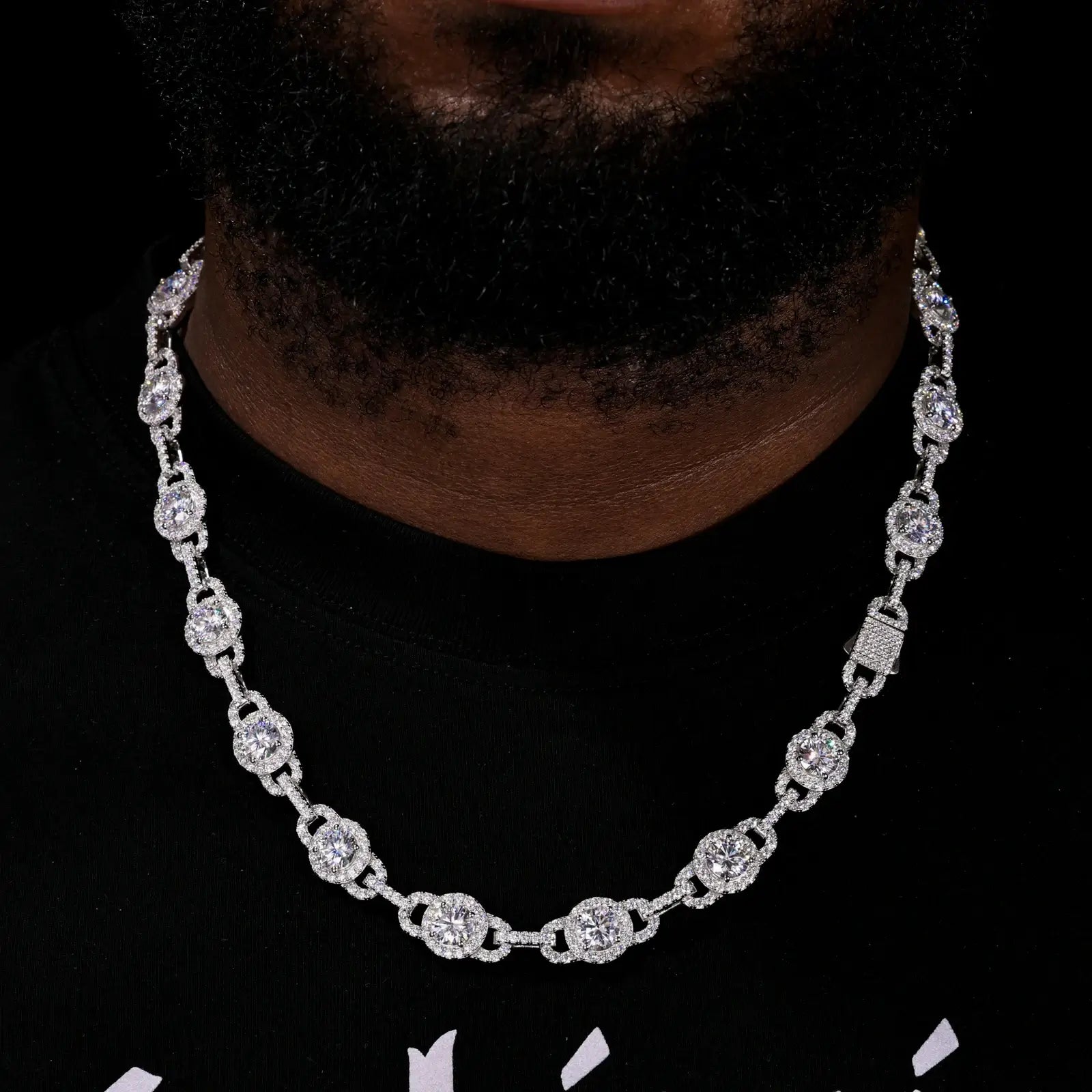 S925 Moissanite Halo Link Tennis Chain