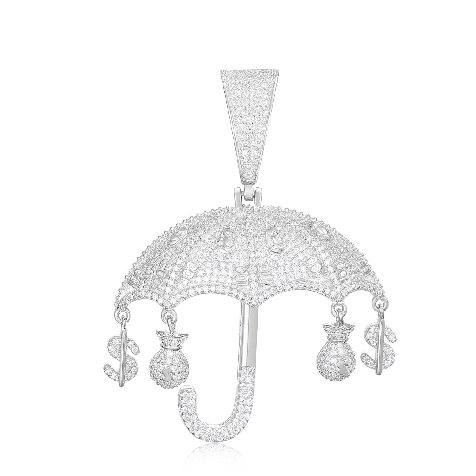S925 Moissanite Umbrella Pendant With Money Bag and Dollar Charm