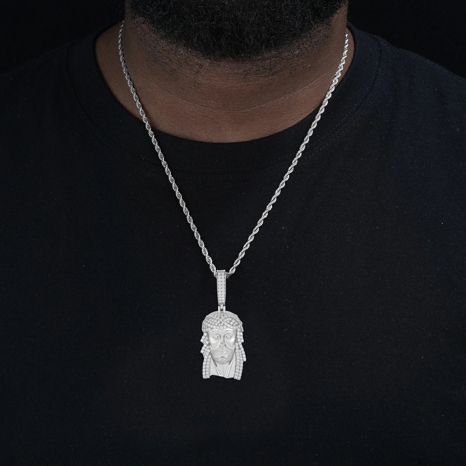 S925 VVS Moissanite Jesus Head Pendant