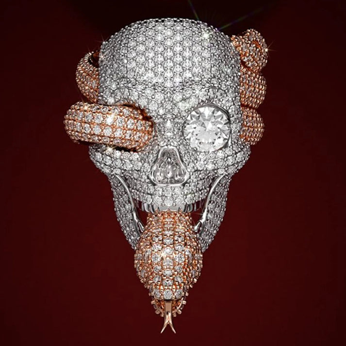 S925 Moissanite Snake & Skull Ring