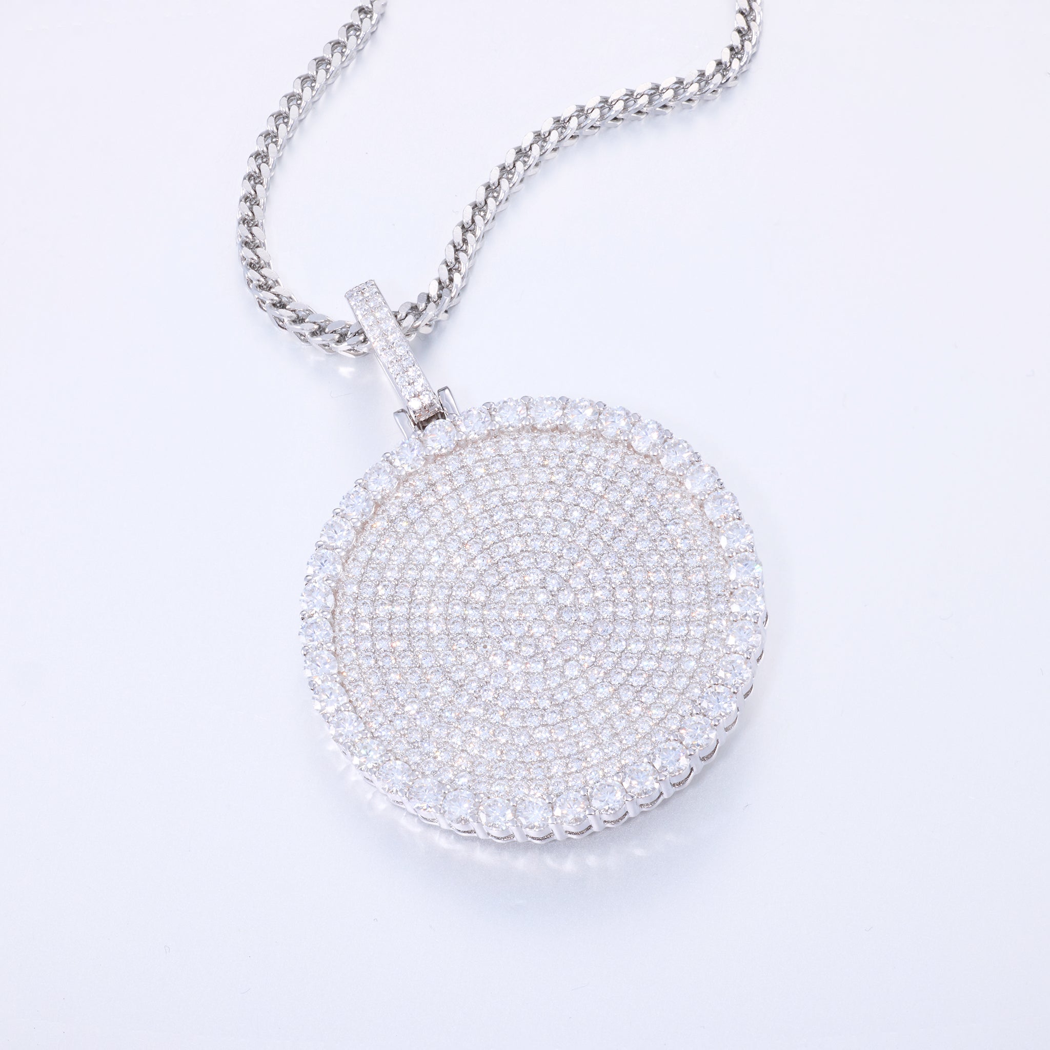 S925 Moissanite Round Dog Tag Pendant