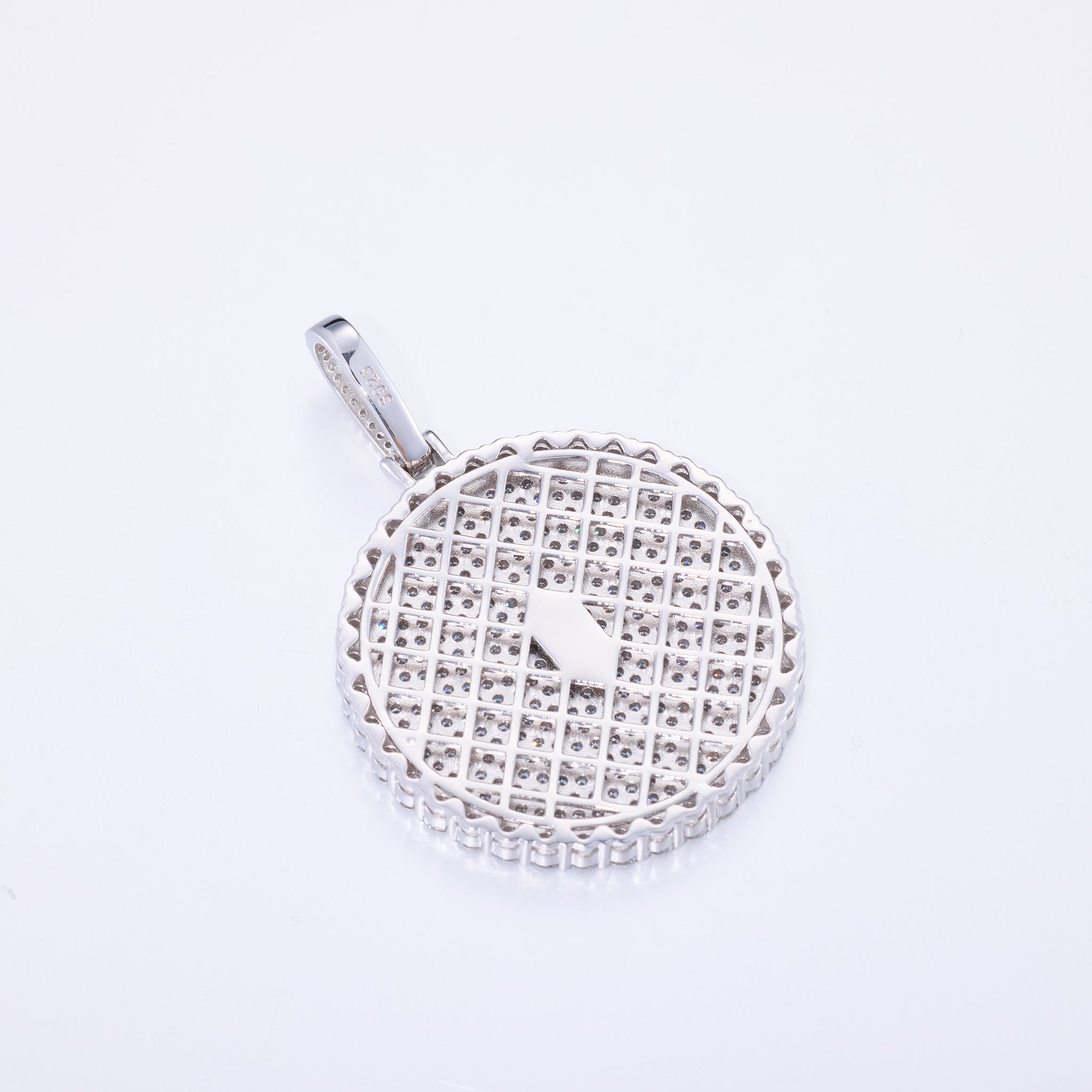 S925 Moissanite Round Dog Tag Pendant