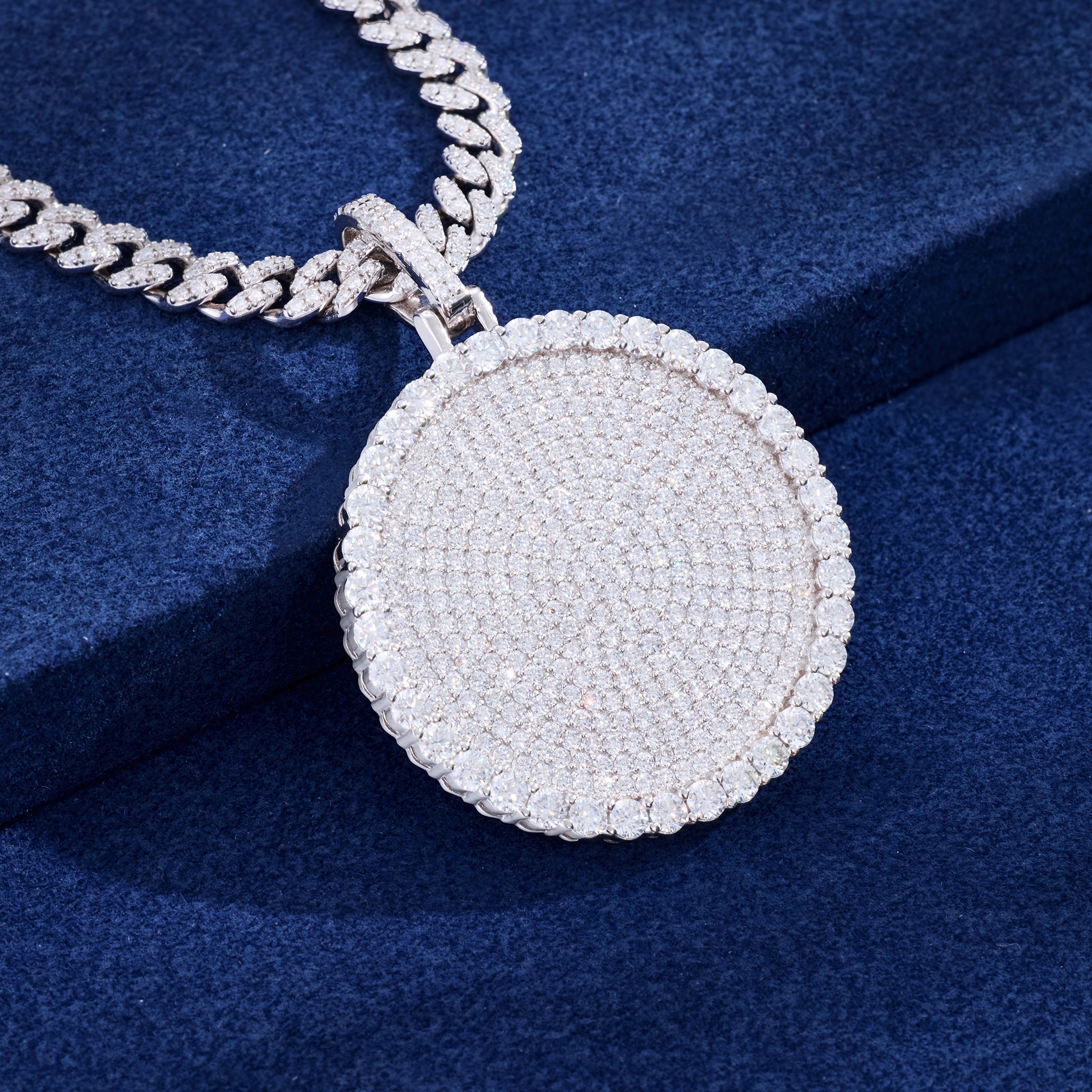 S925 Moissanite Round Dog Tag Pendant