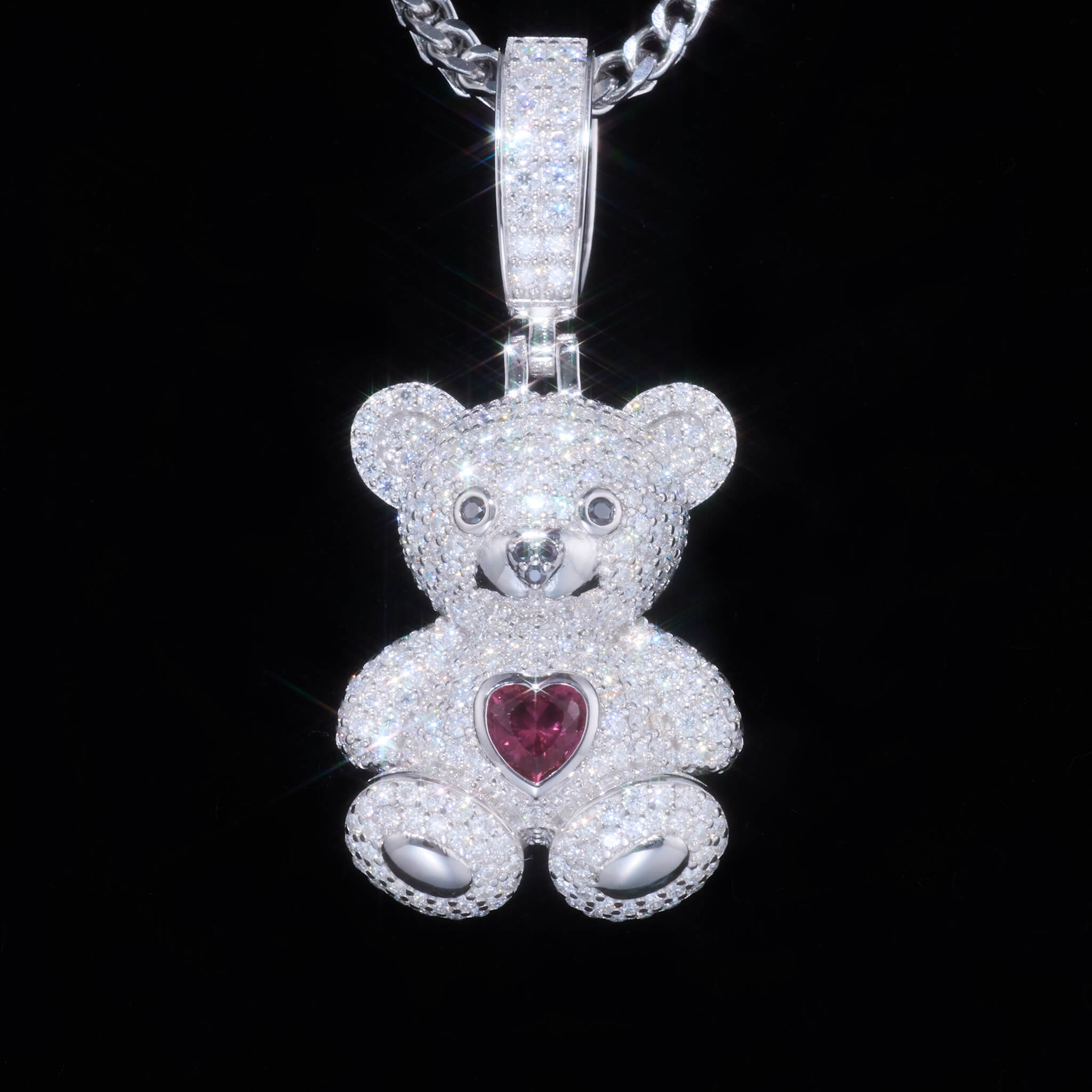S925 Moissanite Sweetheart Bear Pendant