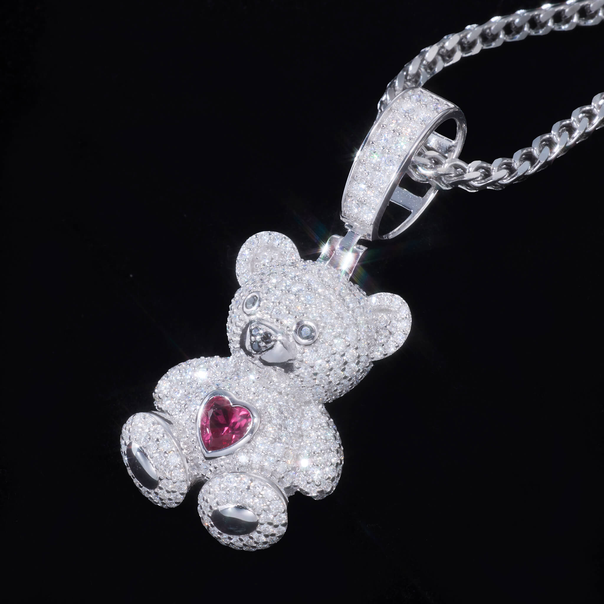 S925 Moissanite Sweetheart Bear Pendant