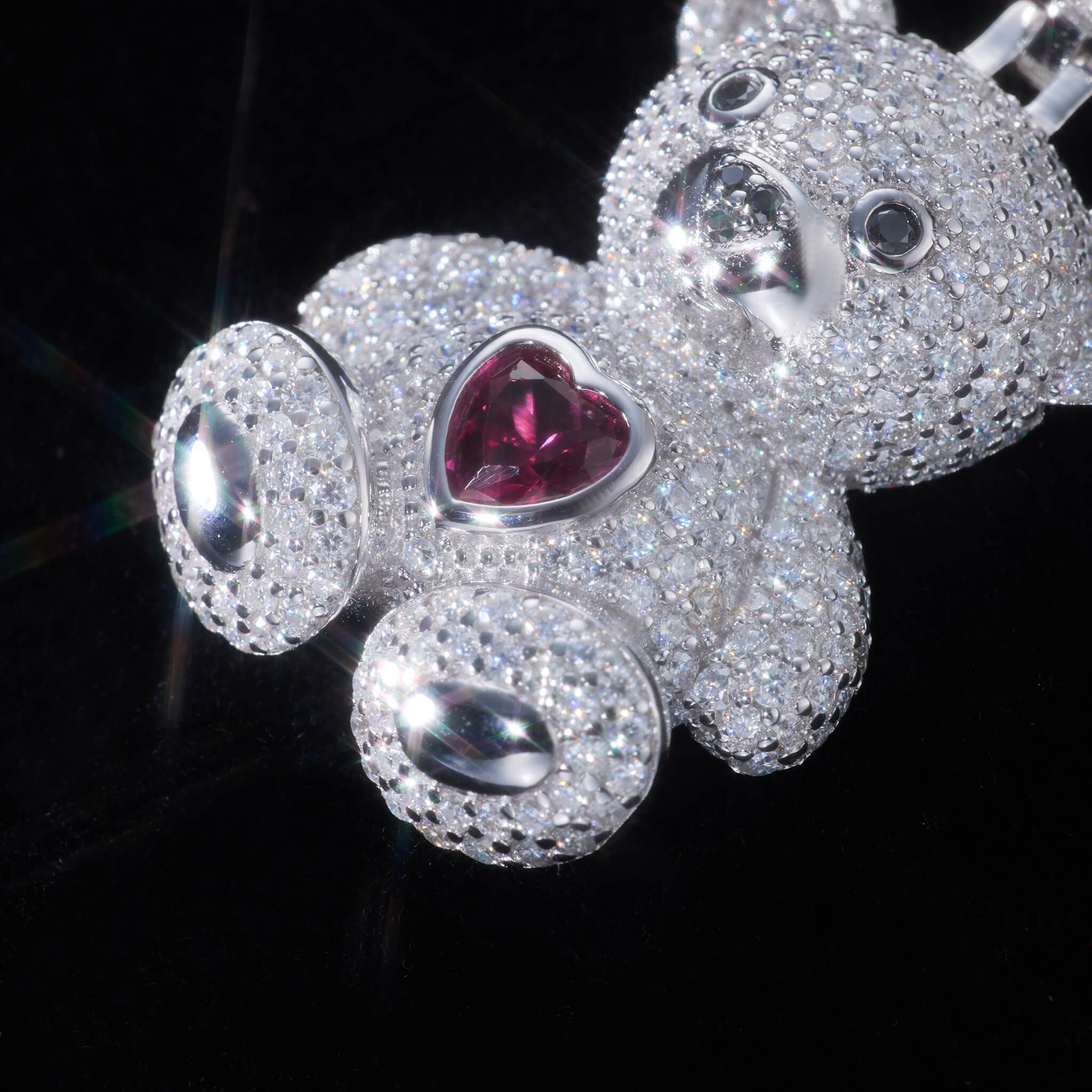 S925 Moissanite Sweetheart Bear Pendant