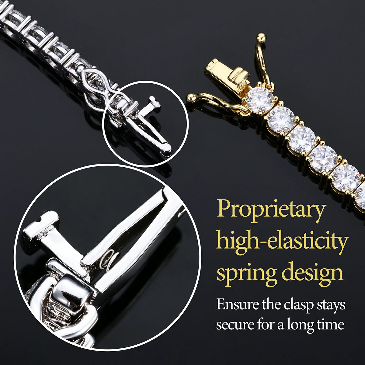 S925 Sterling Silver Moissanite Tennis Bracelet for Women & Men