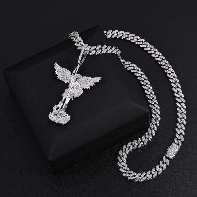 angel wing necklace silver