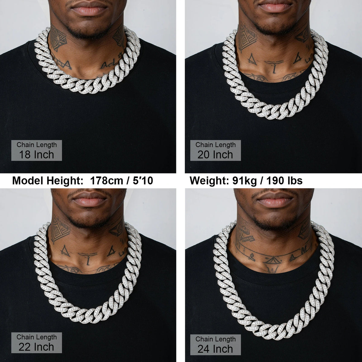 20mm Custom Letter Buckle Moissanite Bubble Cuban Link Chain