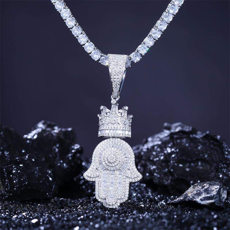 baguette hamsa hand pendant