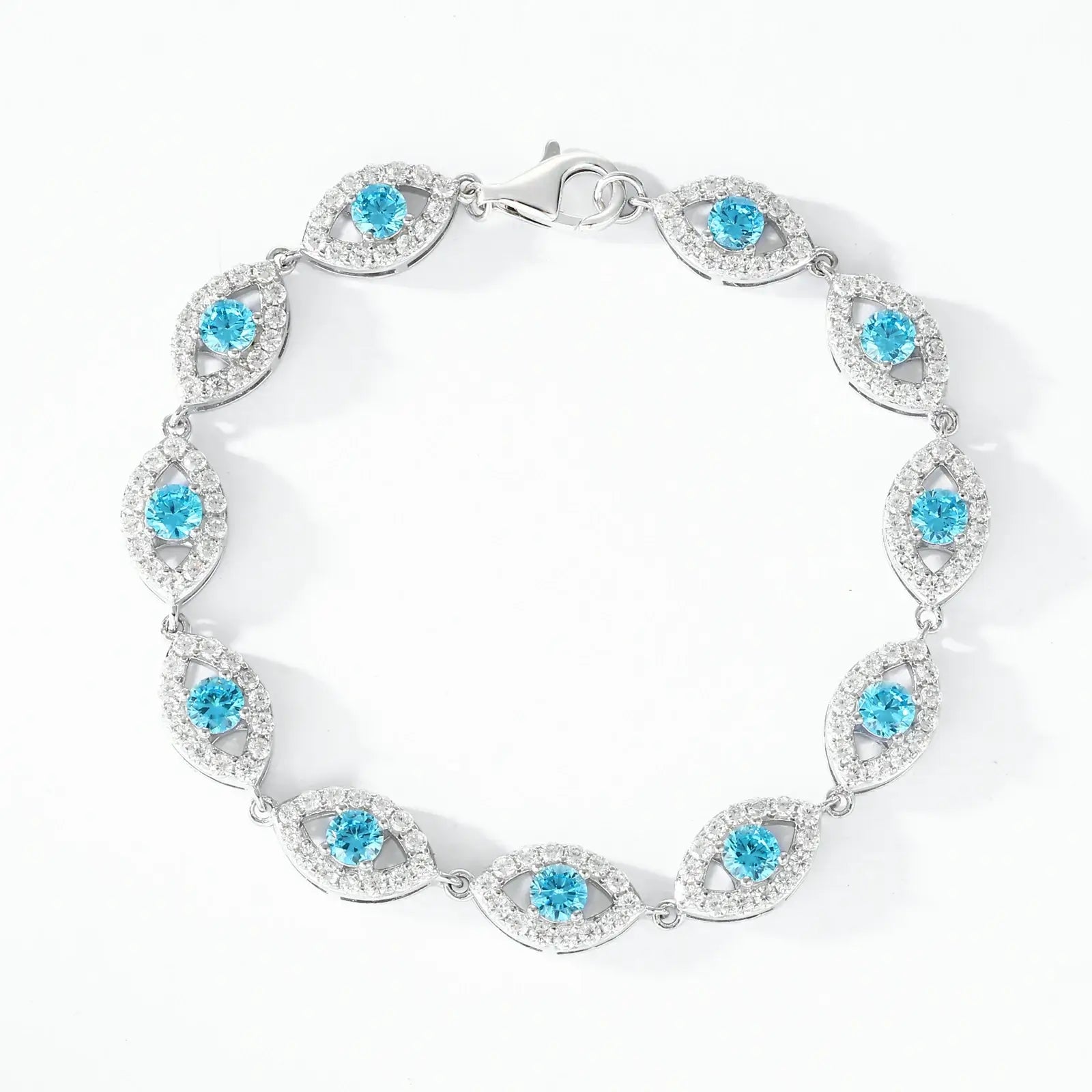 14mm S925 Moissanite Evil Eye Link Bracelet