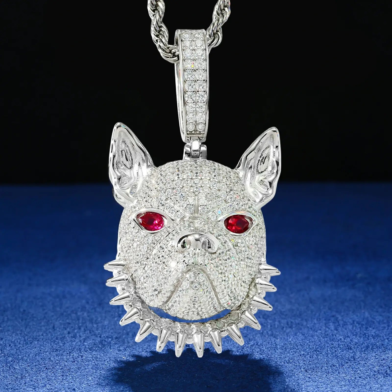 S925 Moissanite Pitbull Spike Collar Pendant