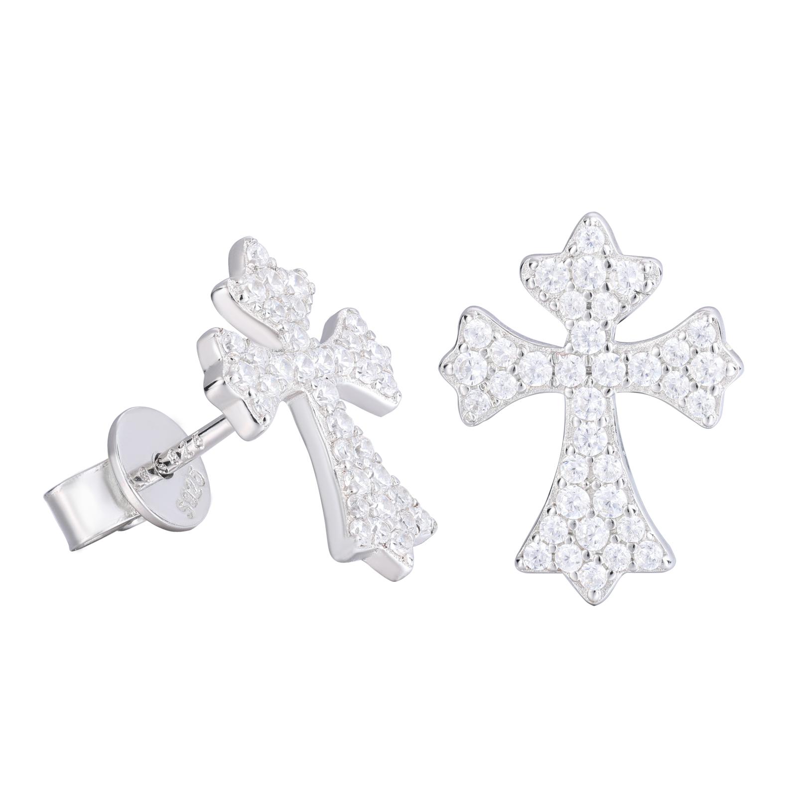 diamond cross earrings mens