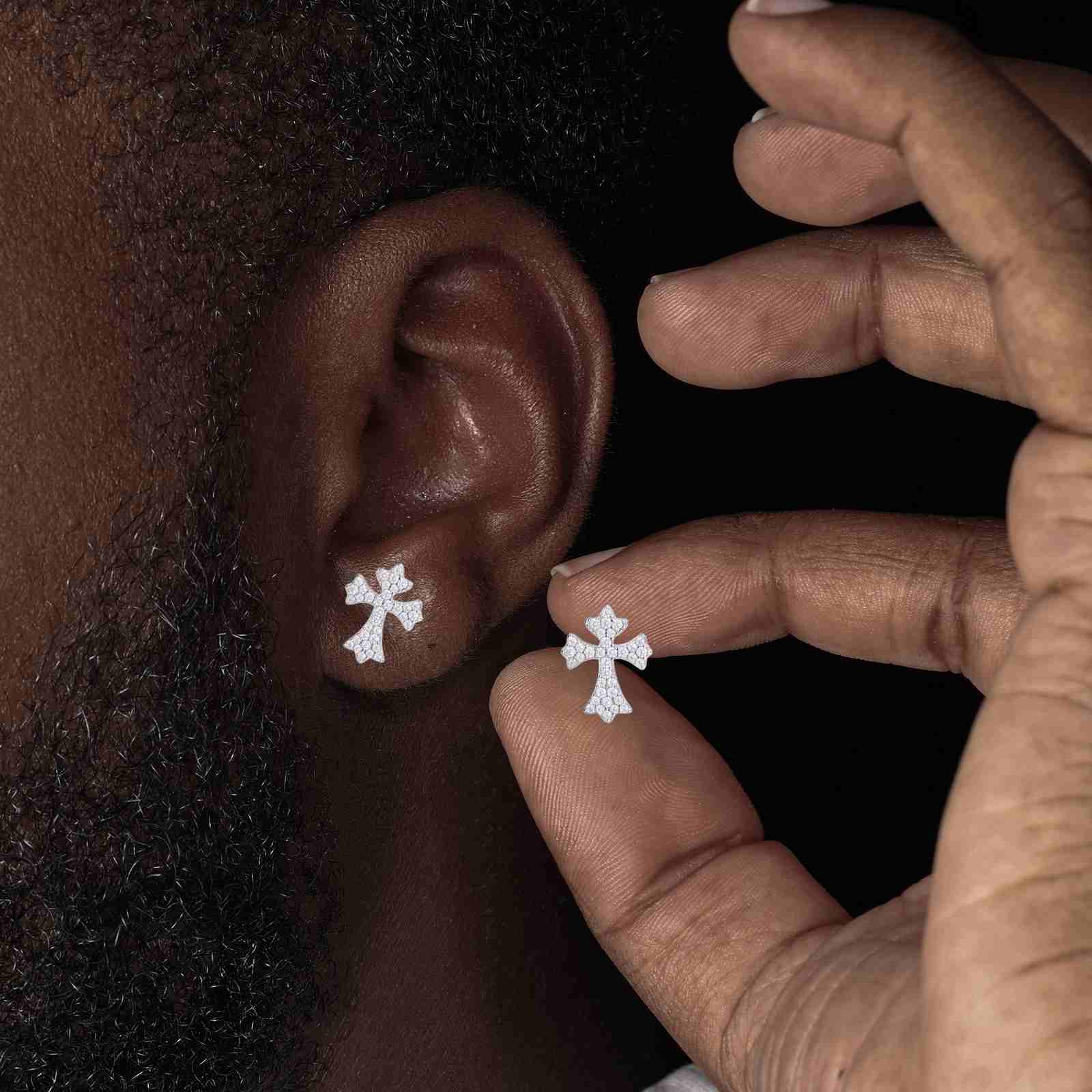 diamond cross earrings