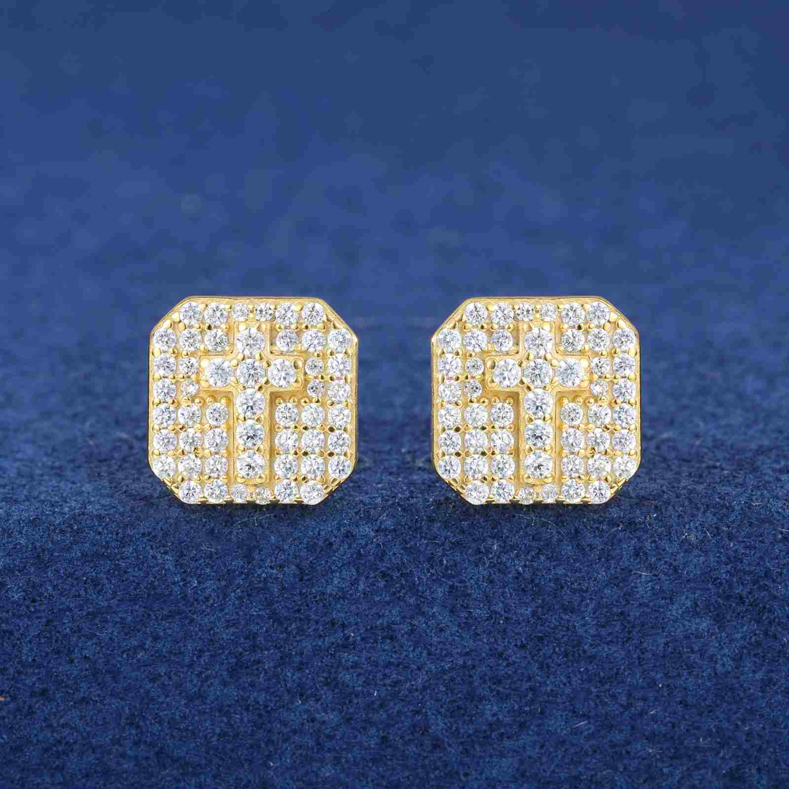diamond cross stud earrings