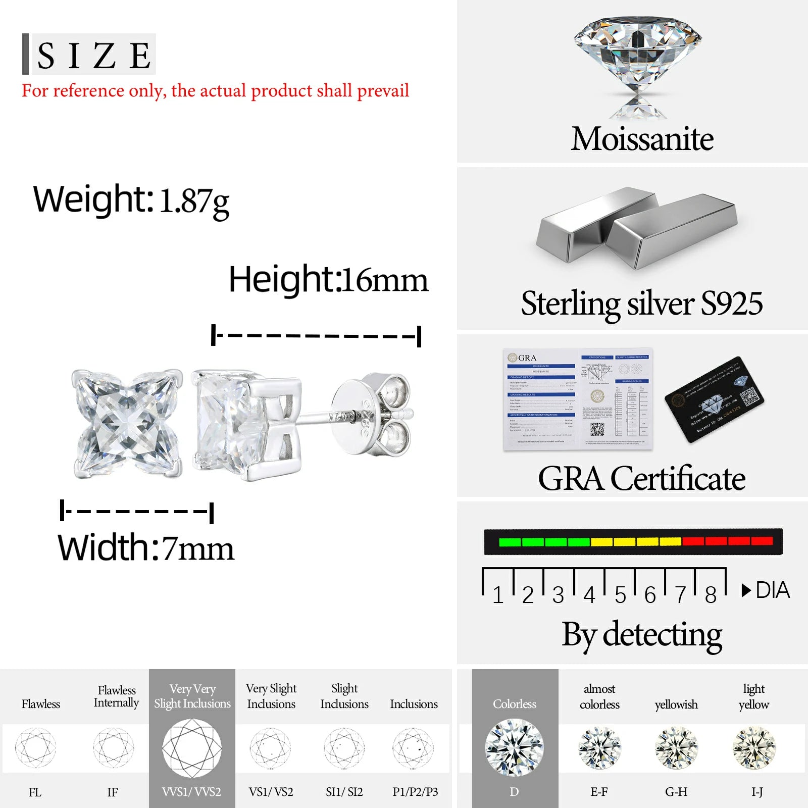 S925 Lily Cut Moissanite Stud Earrings