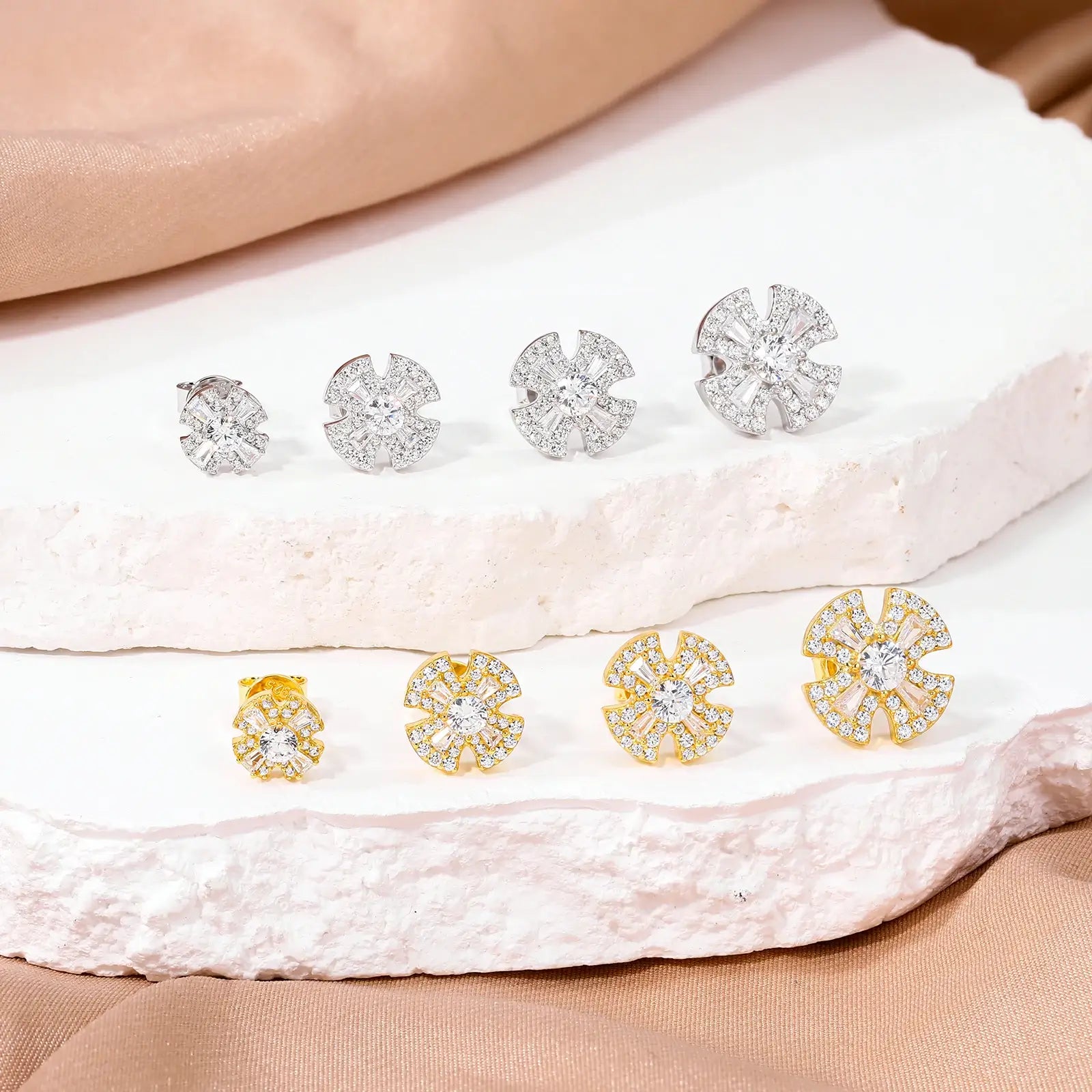 S925 Moissanite Canterbury Cross Stud Earrings