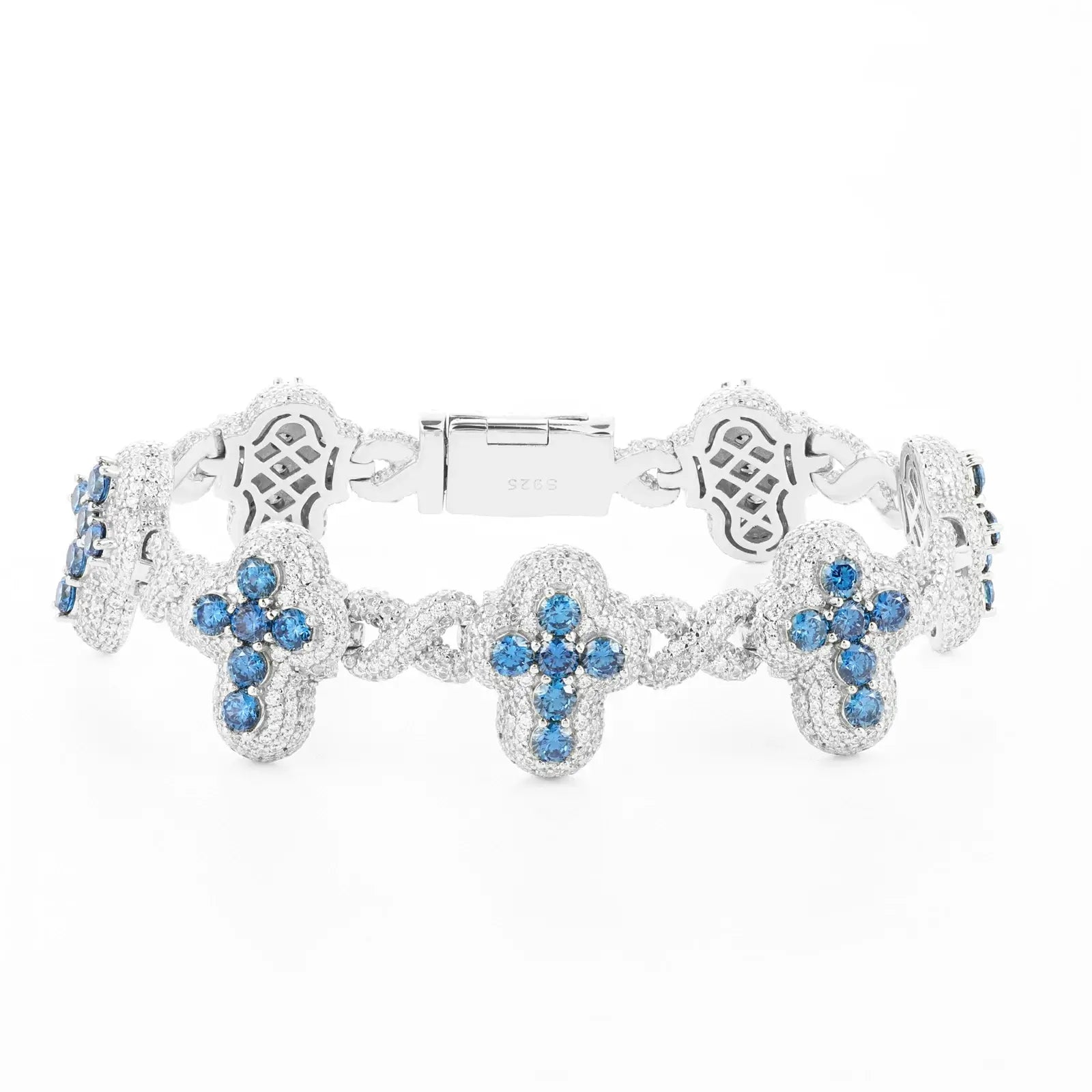 20mm S925 Moissanite Infinity Blue Cross Link Bracelet