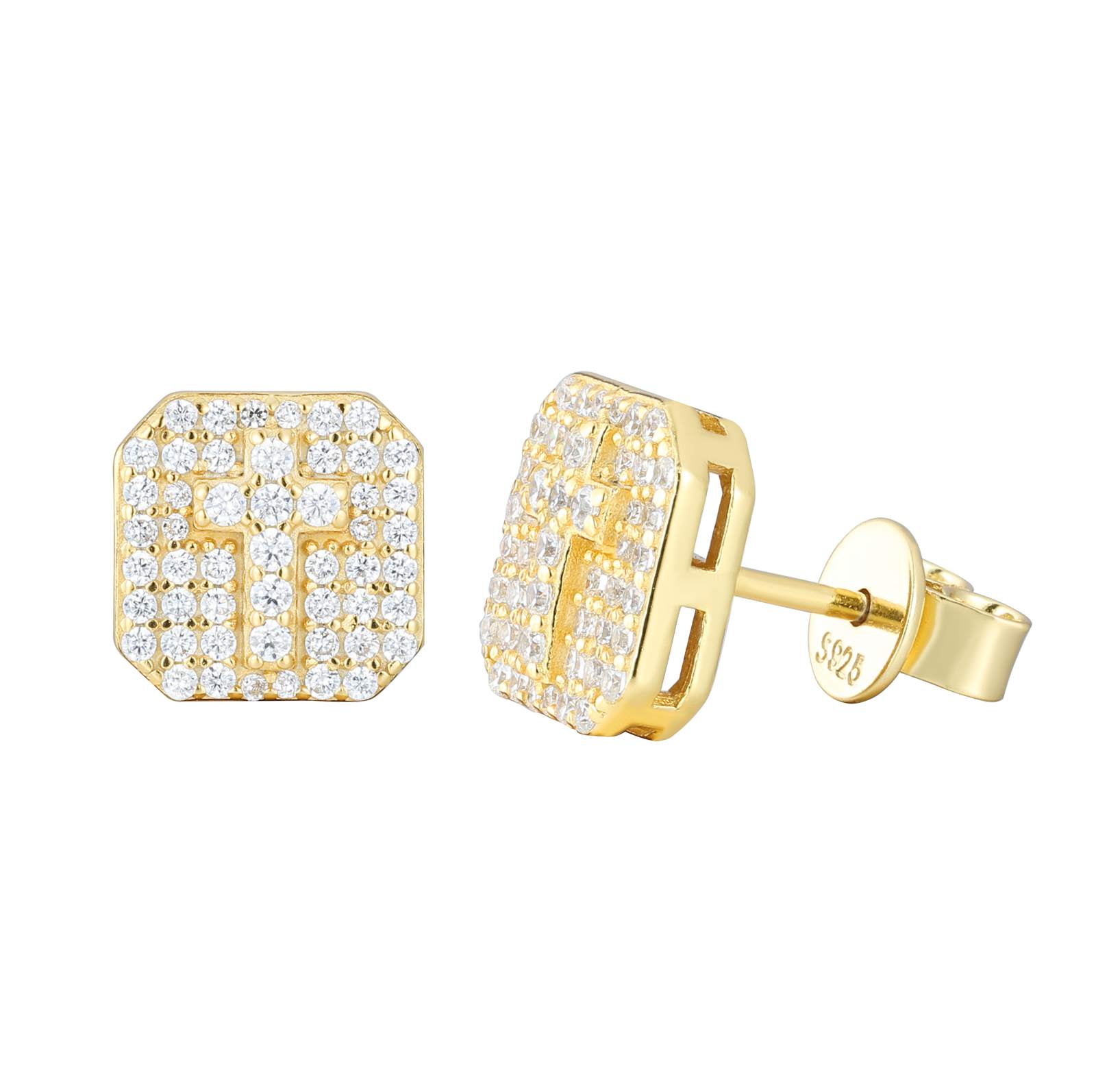 gold stud cross earrings