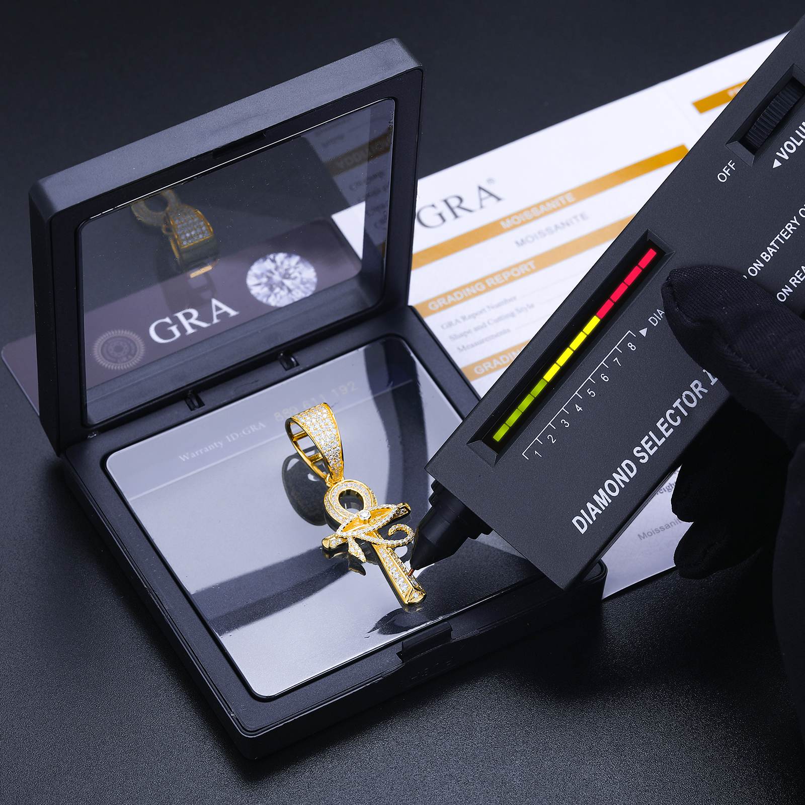 S925 Moissanite Evil Eye Ankh Cross Pendant