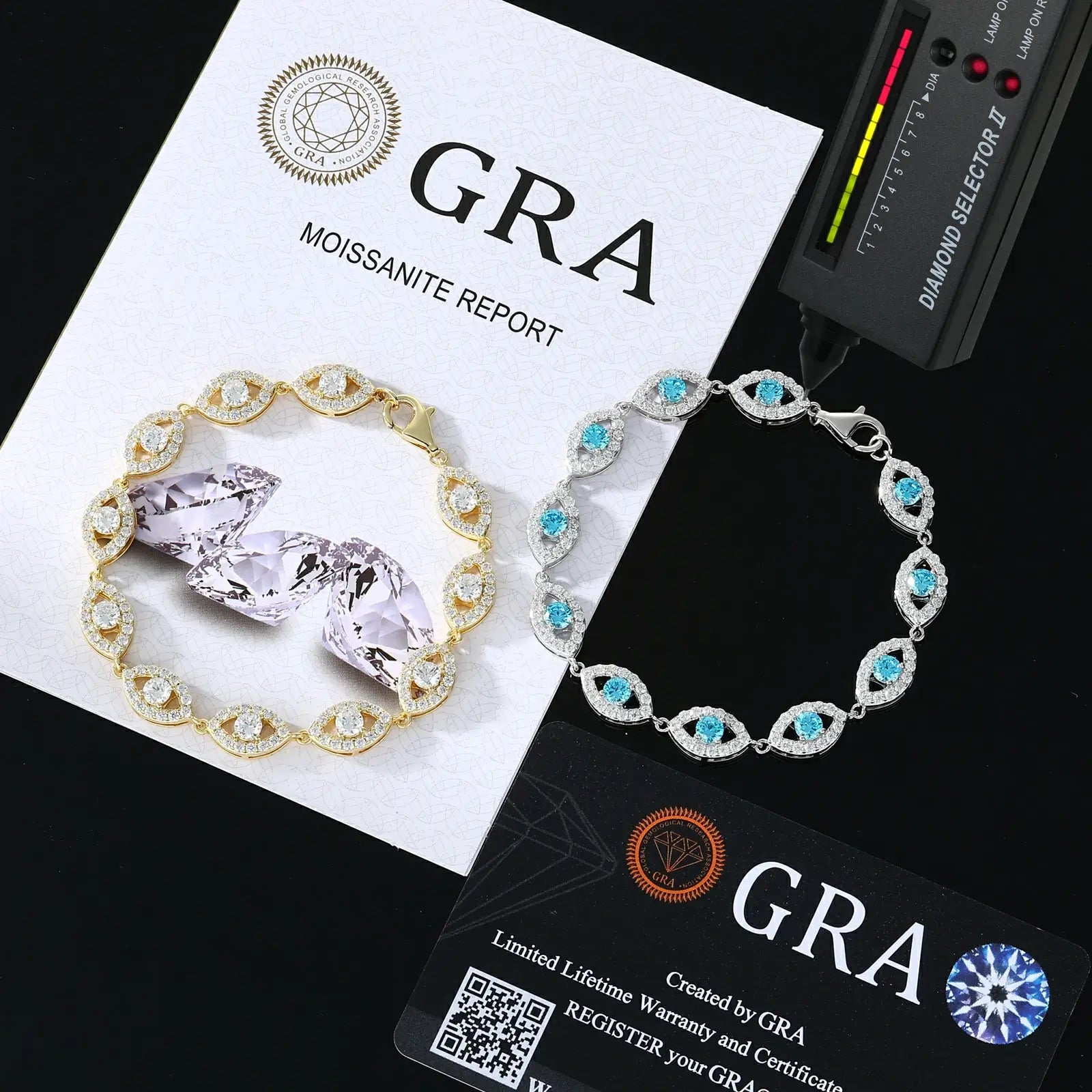 14mm S925 Moissanite Evil Eye Link Bracelet