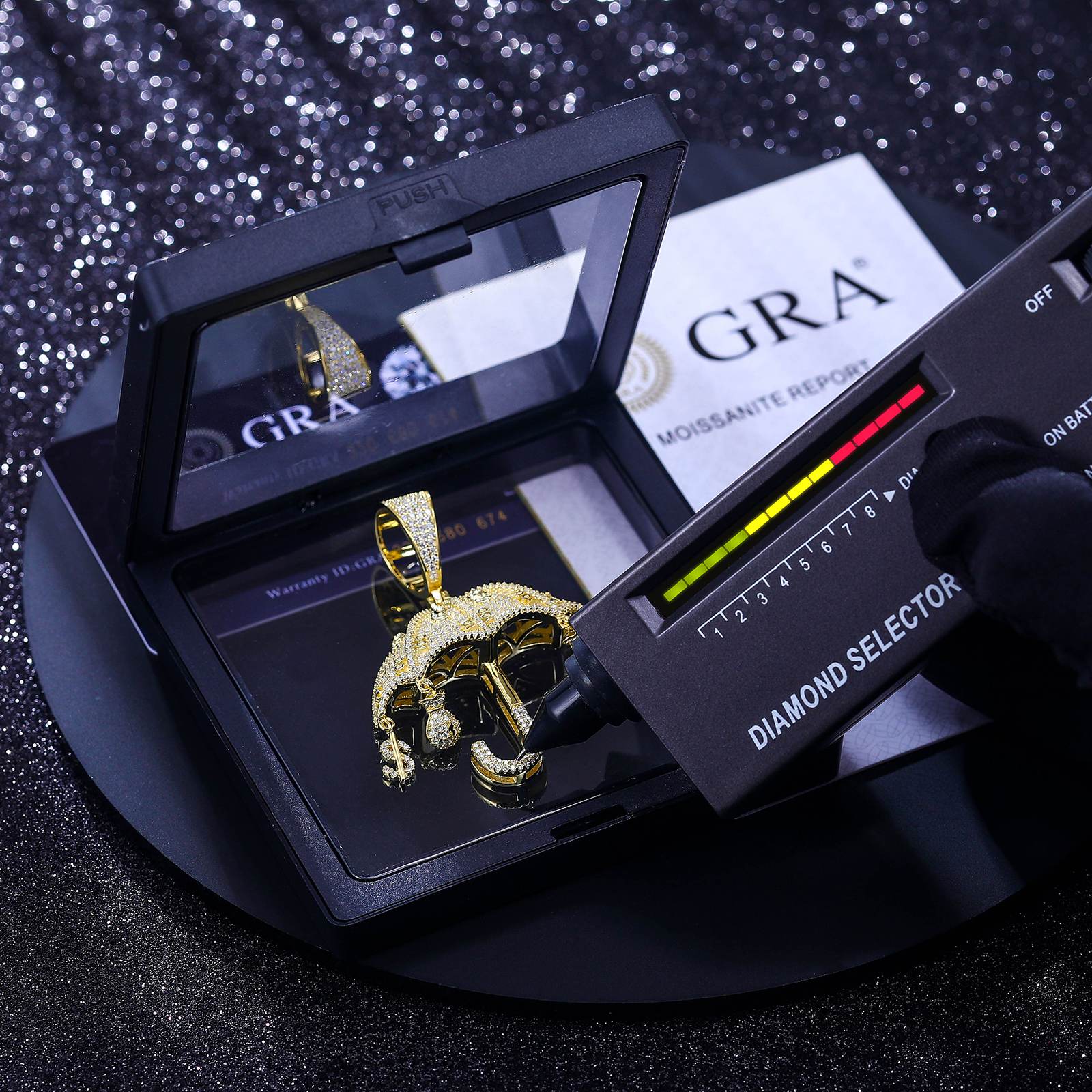 Scientific validation: Diamond tester confirming RI 2.65 > diamonds | GRA certificate