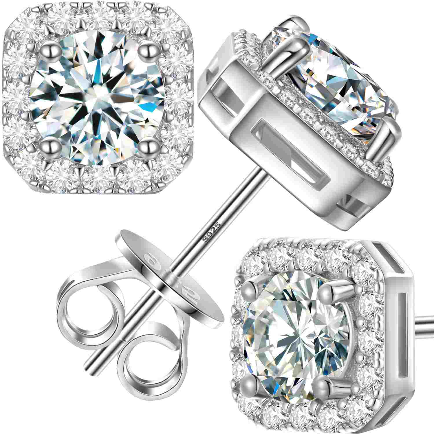 halo moissanite earrings
